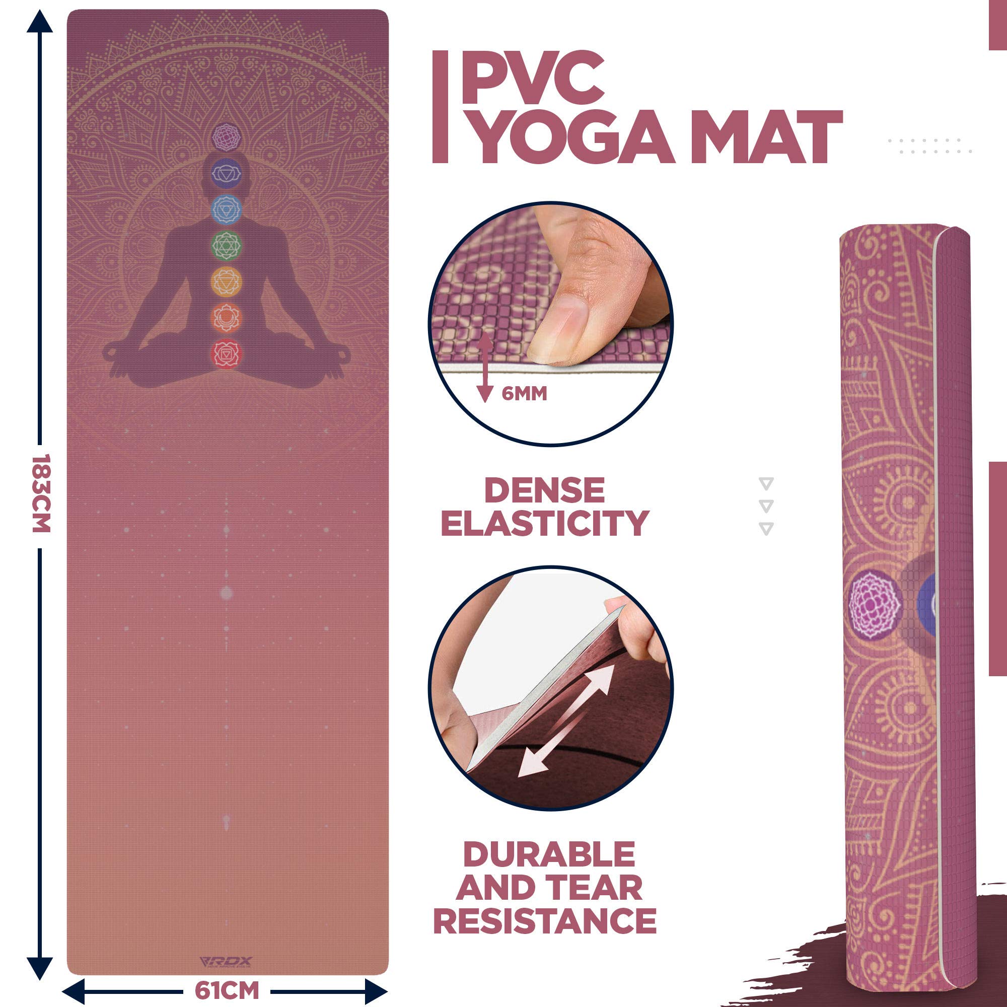 rdx-yogamatte-6-mm-rutschfest-183-x-61-cm-mit-tragegurt image 3