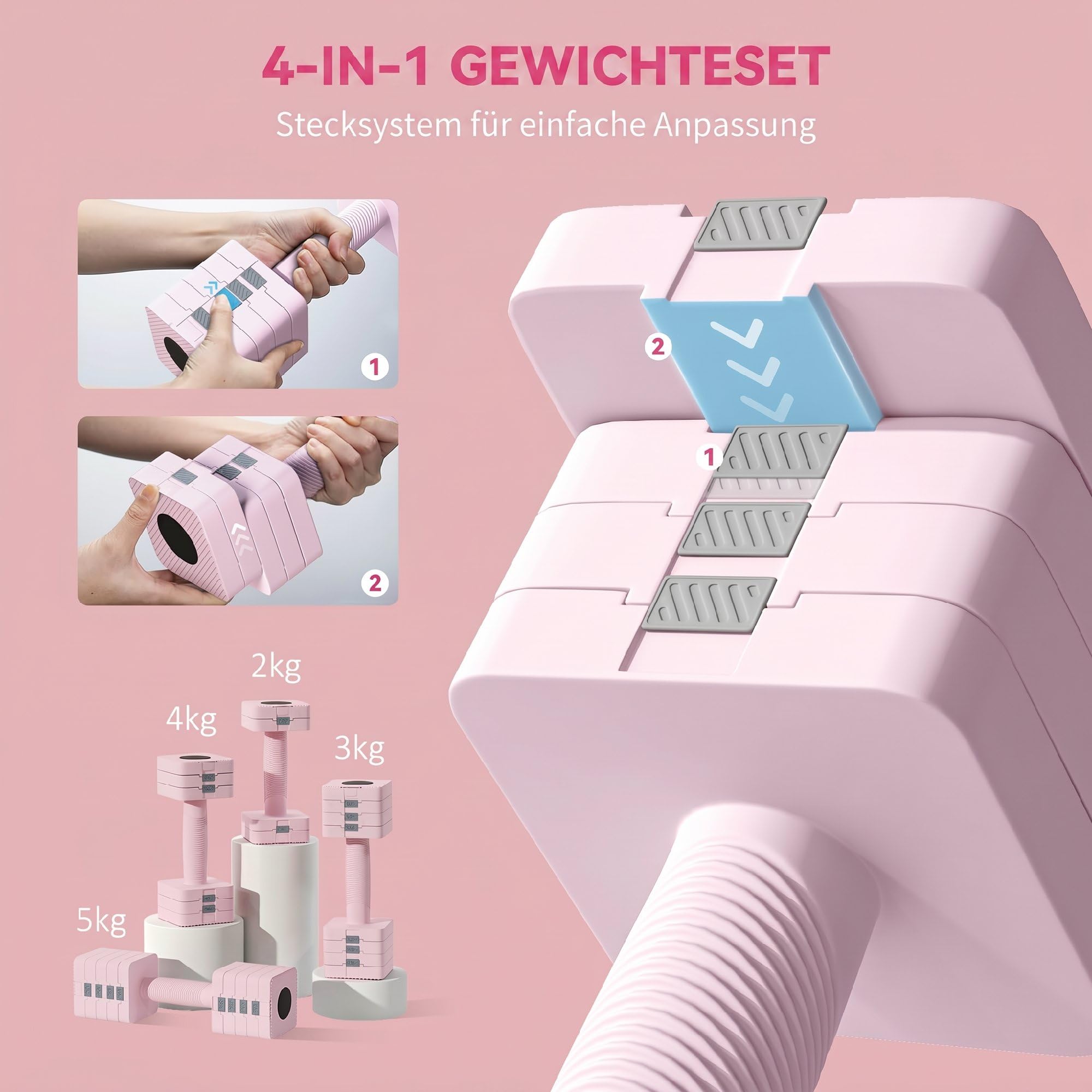 sportnow-hantel-verstellbar-2x5-kg-rosa-rutschfester-griff image 3
