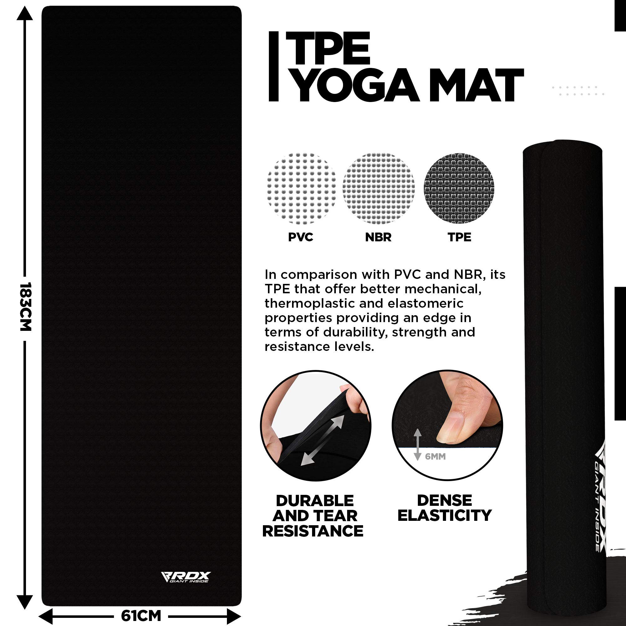 rdx-yogamatte-tpe-6mm-rutschfest-183-x-61-cm-reach-rohs-zertifiziert-mit-tragegu image 3