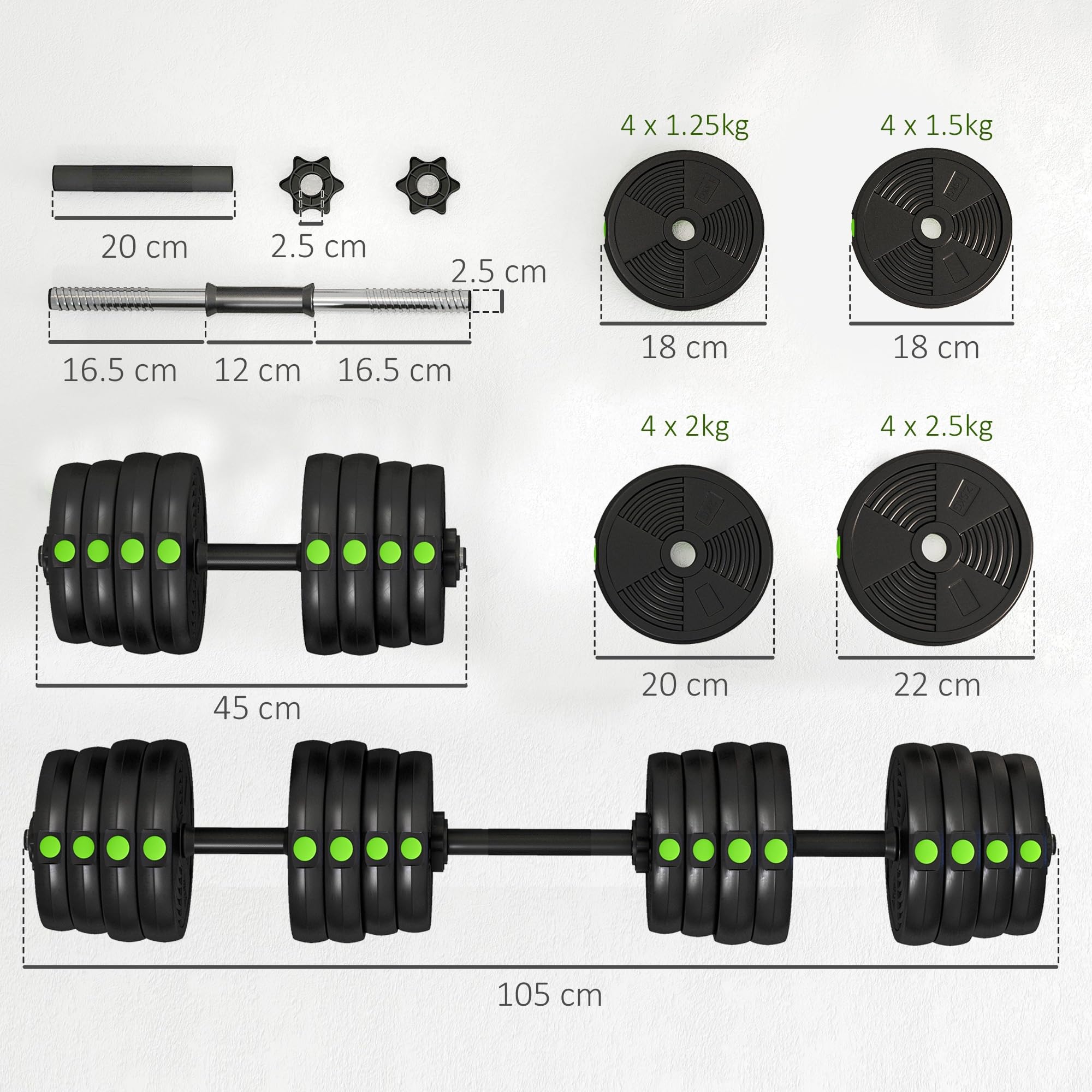sportnow-2-in-1-hantel-set-verstellbar-30-kg-kurzhantel-und-langhantel image 7