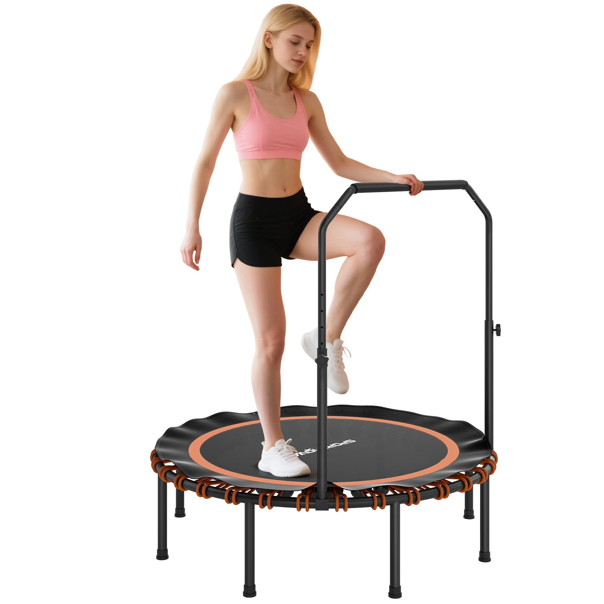 sportnow-fitness-trampolin-klappbar-114-cm-mit-handlauf-mini-trampolin-f-r-erwac image 1