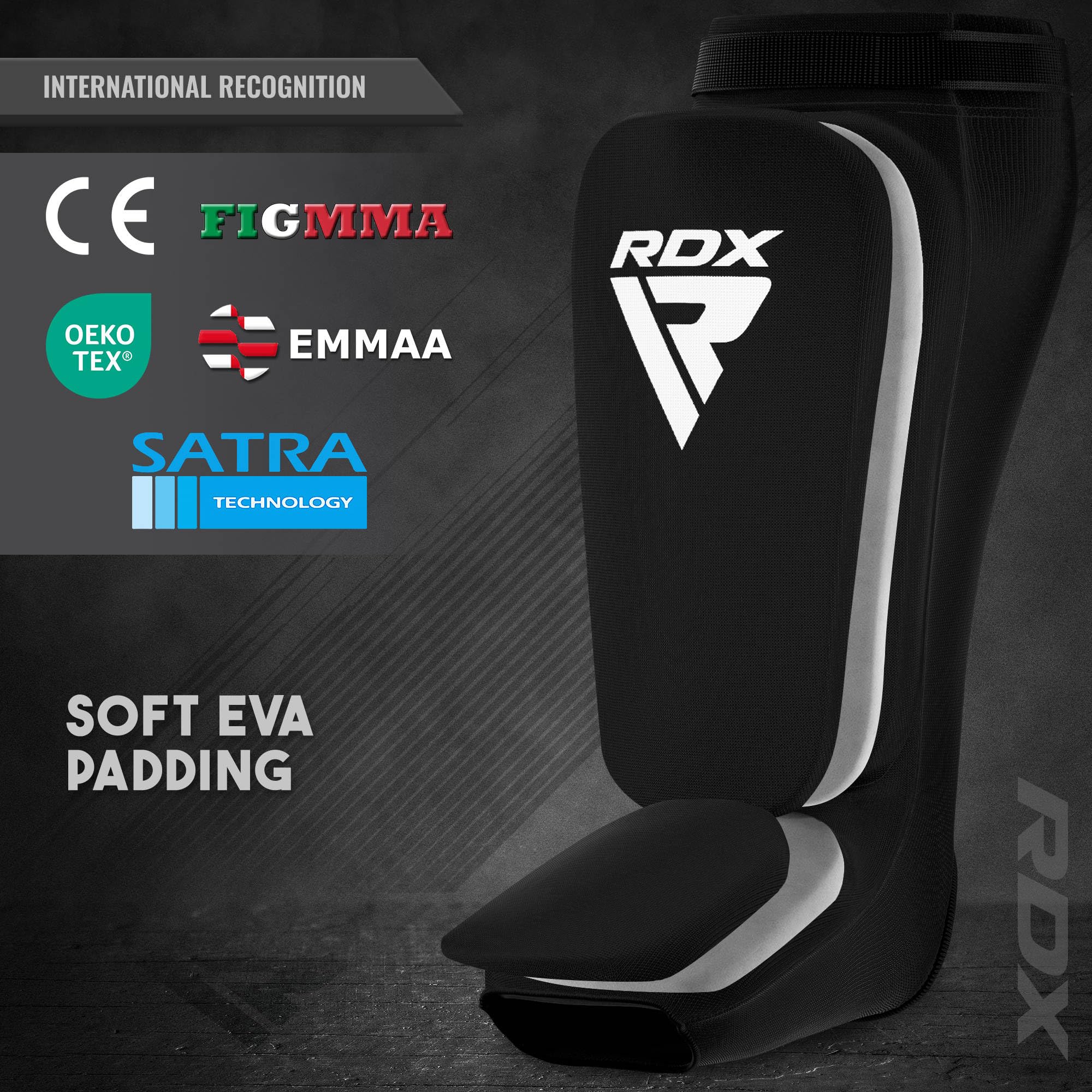 rdx-schienbeinschoner-kickboxen-muay-thai-shin-pads-mit-spannschutz-ce-satra image 2