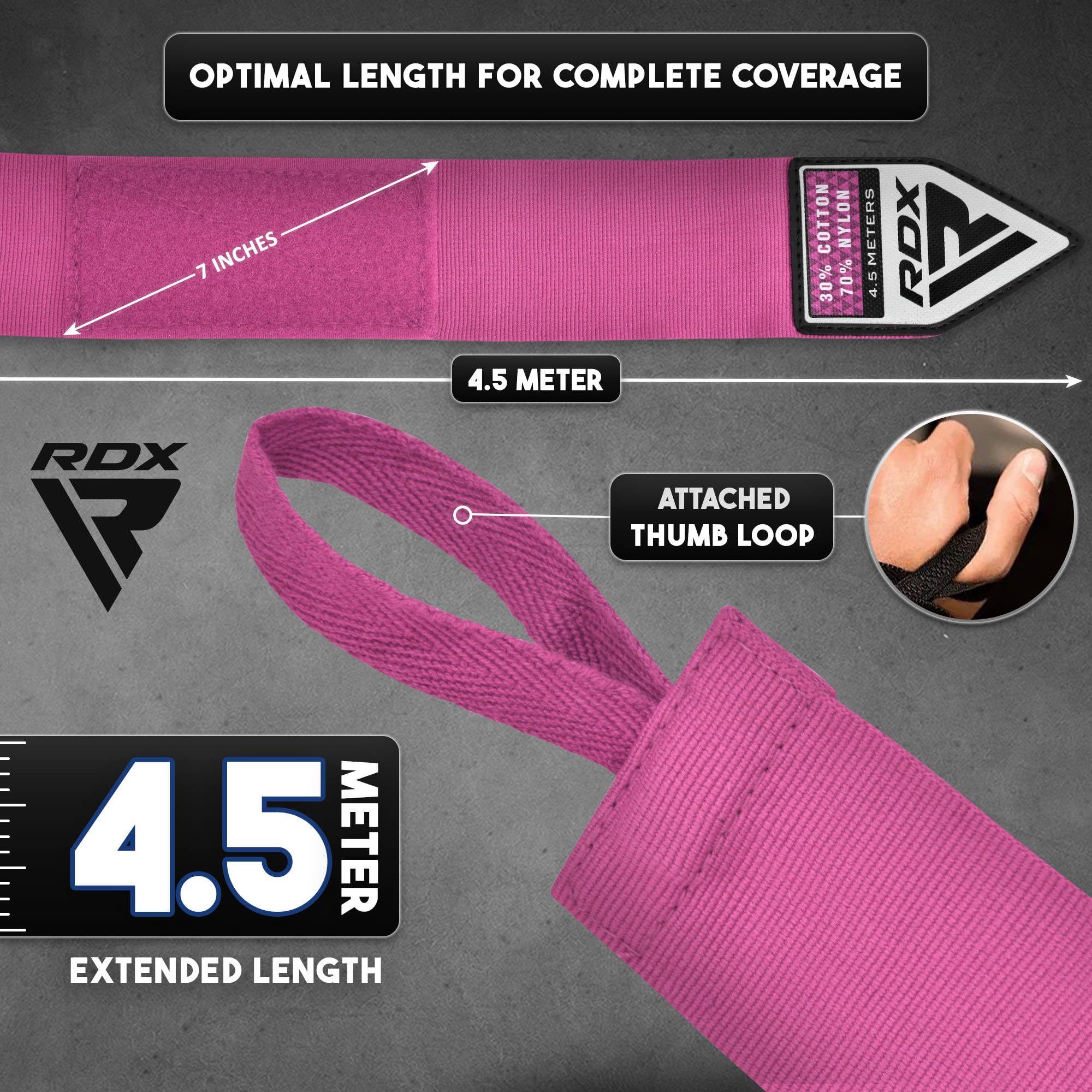 rdx-4-5m-profi-boxbandagen-hand-wraps-baumwolle-elastisch-mit-daumenschlaufe image 3