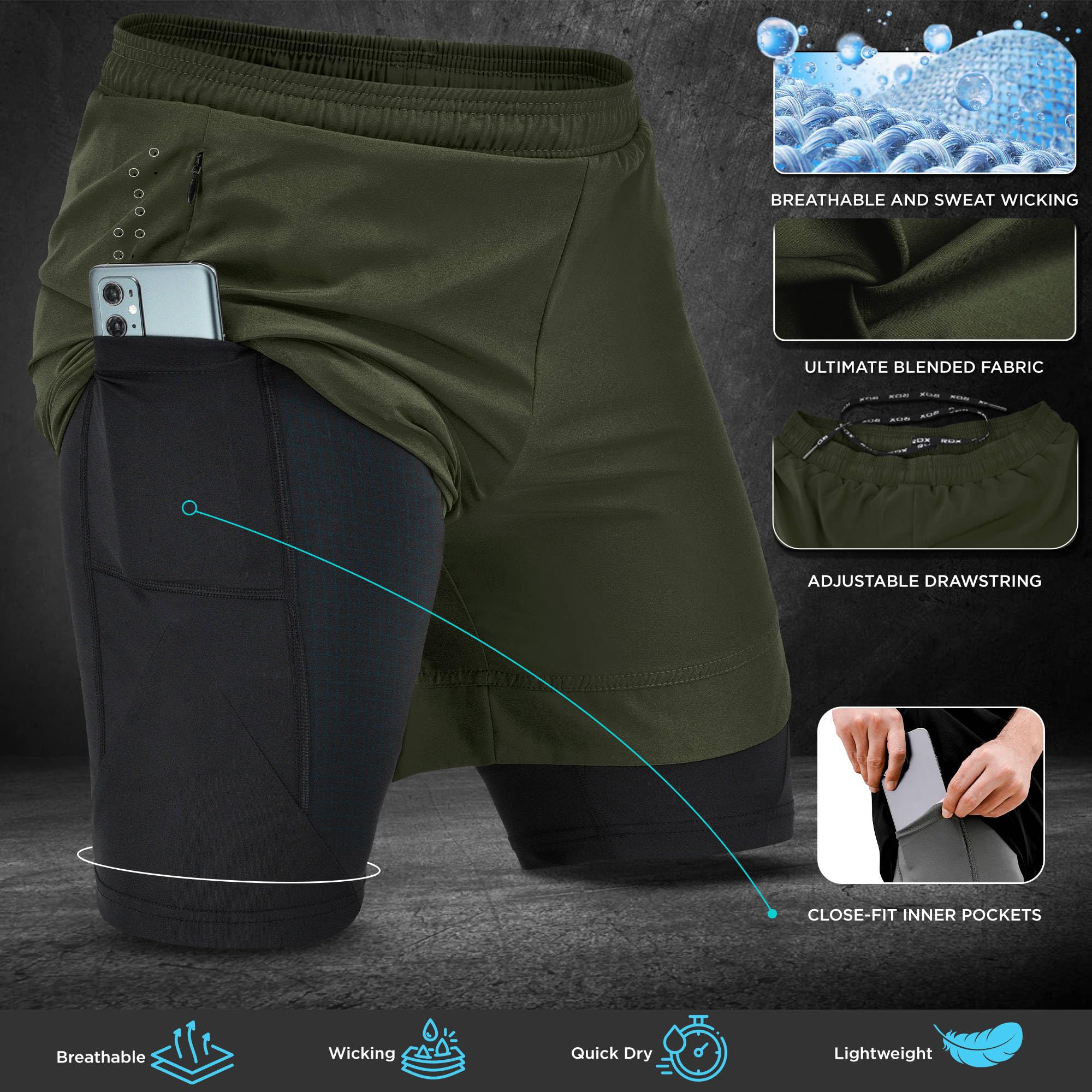 rdx-2-in-1-laufshorts-herren-kurz-mit-kompression image 3