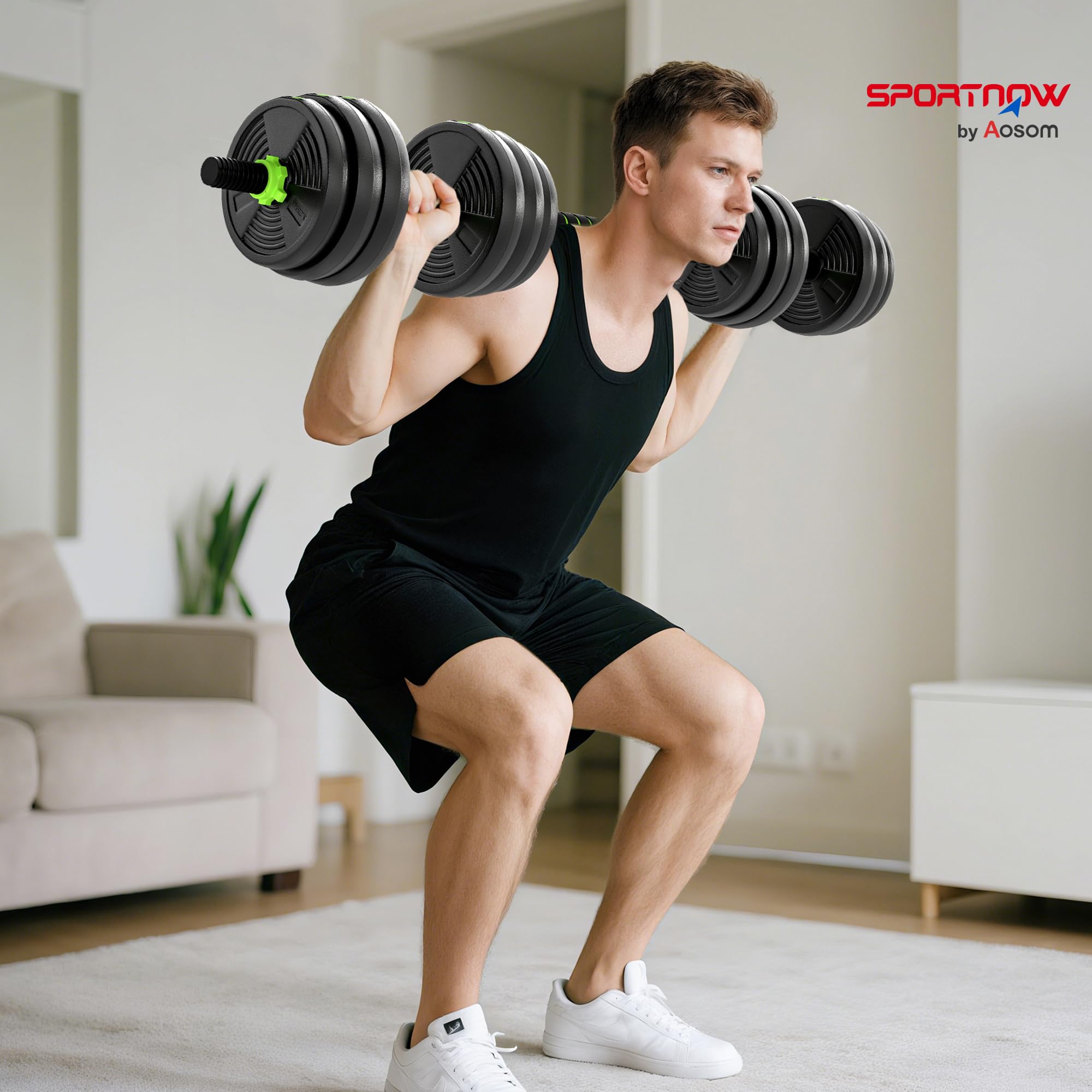 sportnow-3-in-1-hantelset-verstellbar-15-30-kg-kurzhantel-langhantel image 2