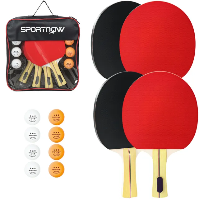 sportnow-tischtennis-set-4-schl-ger-8-b-lle-mit-tasche image 1