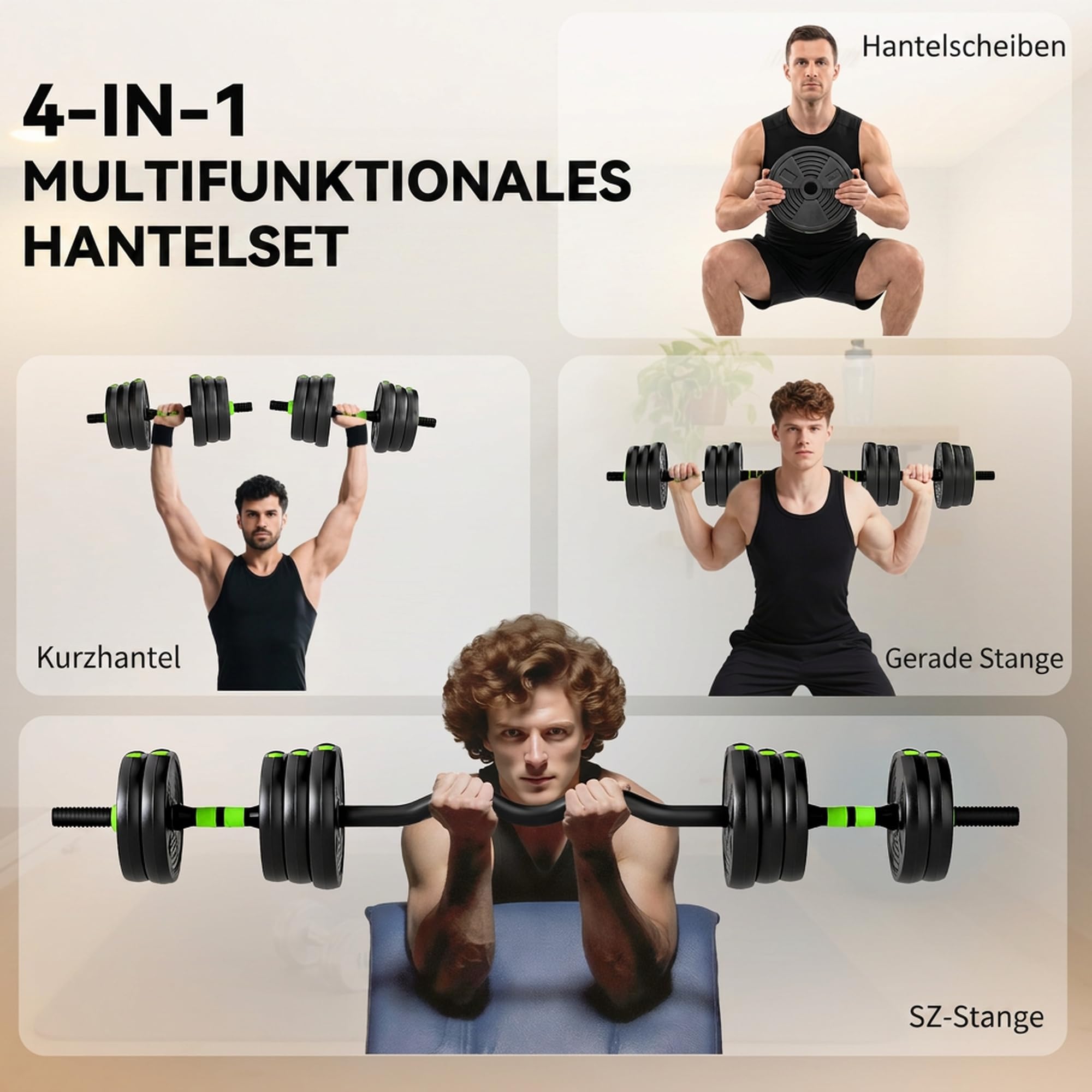 sportnow-3-in-1-hantelset-verstellbar-15-30-kg-kurzhantel-langhantel image 3