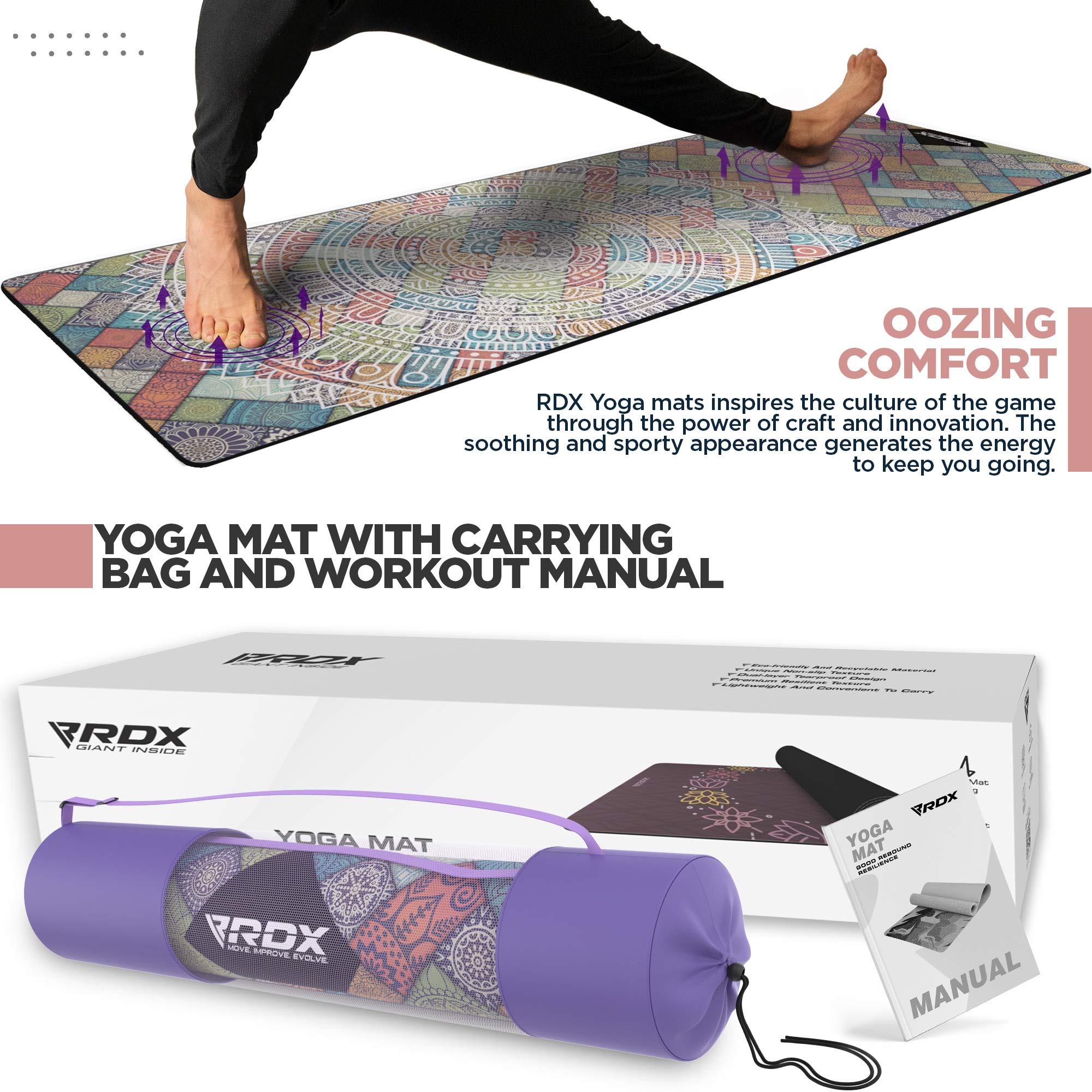 rdx-yogamatte-pu-6mm-rutschfest-183x61cm-naturkautschuk-mit-tragetasche-und-bung image 4