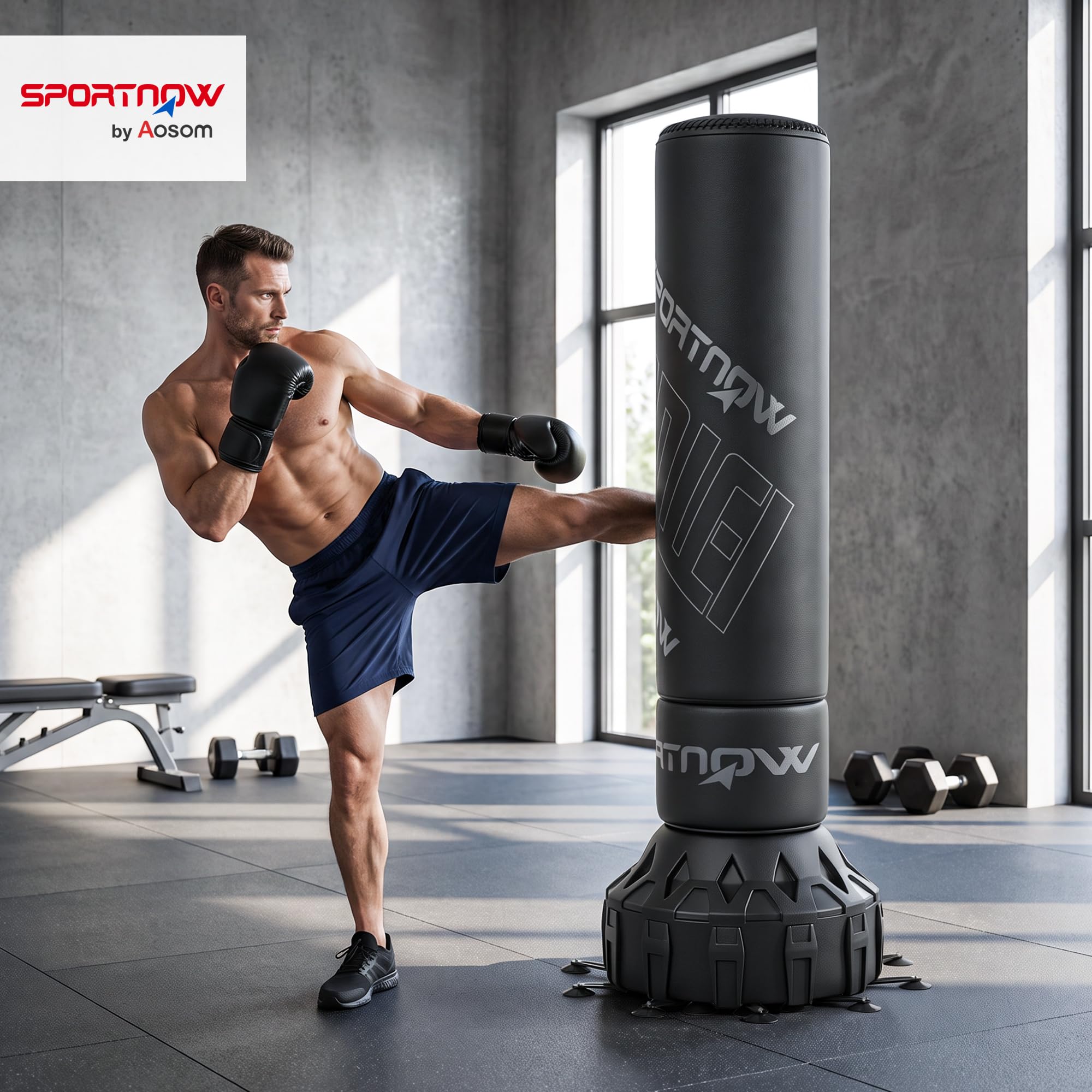 sportnow-boxsack-freistehend-180-cm-mit-saugfu-120-kg-basis image 2