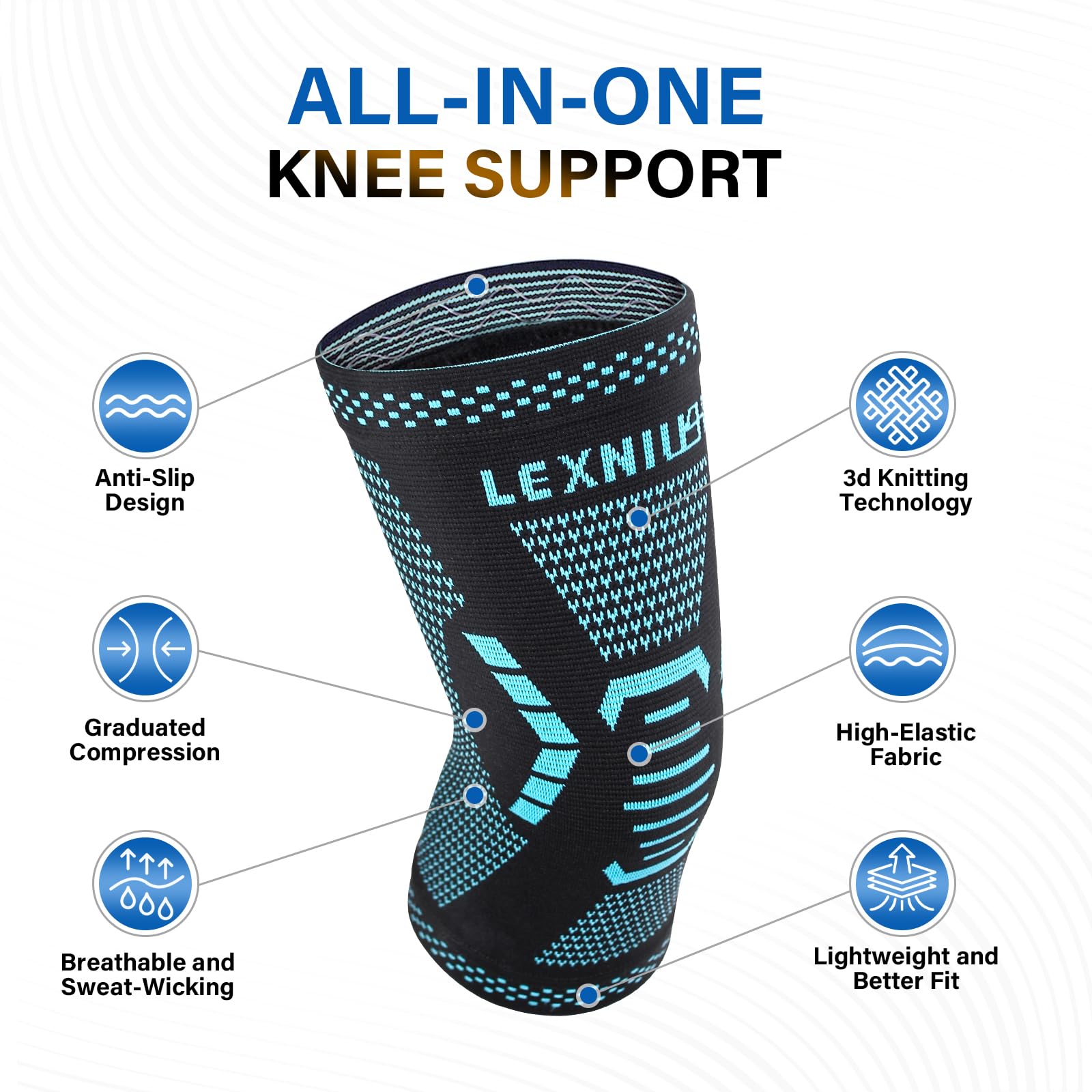 lexniush-kniebandage-kompression-xl-kniest-tze-schwarz-blau image 2