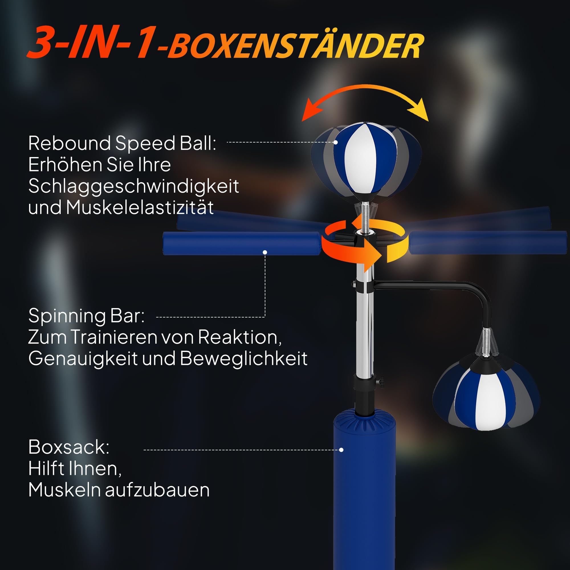 sportnow-standboxsack-h-henverstellbar-140-205-cm-mit-speedballs image 3