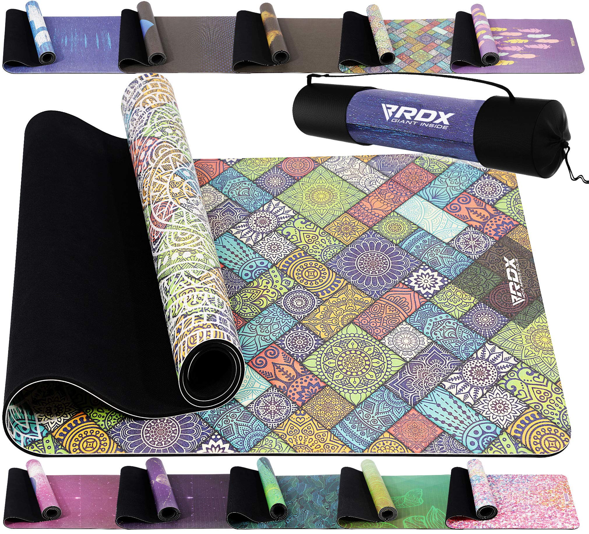 rdx-yogamatte-pu-6mm-rutschfest-183x61cm-naturkautschuk-mit-tragetasche-und-bung image 1