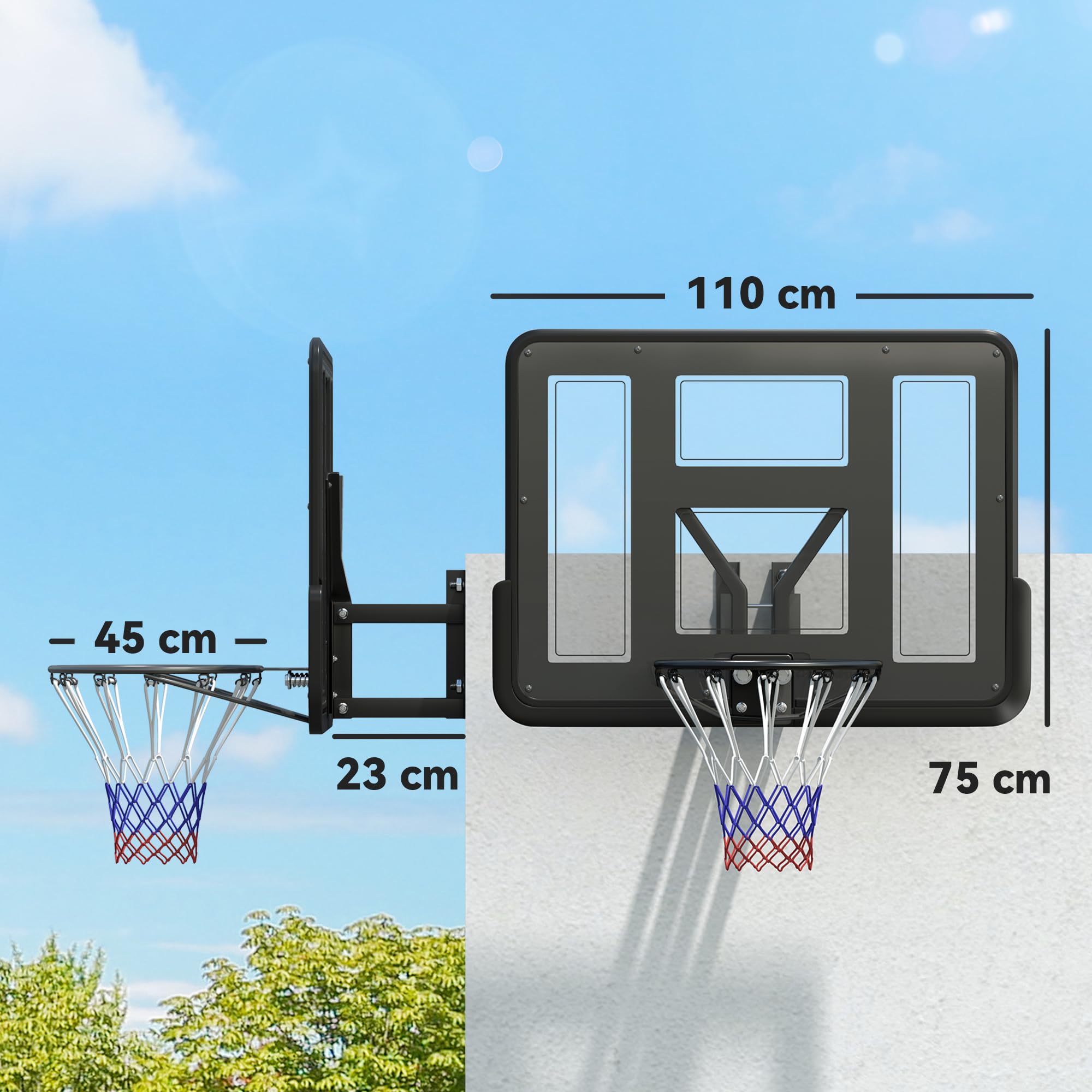 sportnow-basketballkorb-mit-r-ckwand-outdoor-110x80x75-cm-schwarz image 7