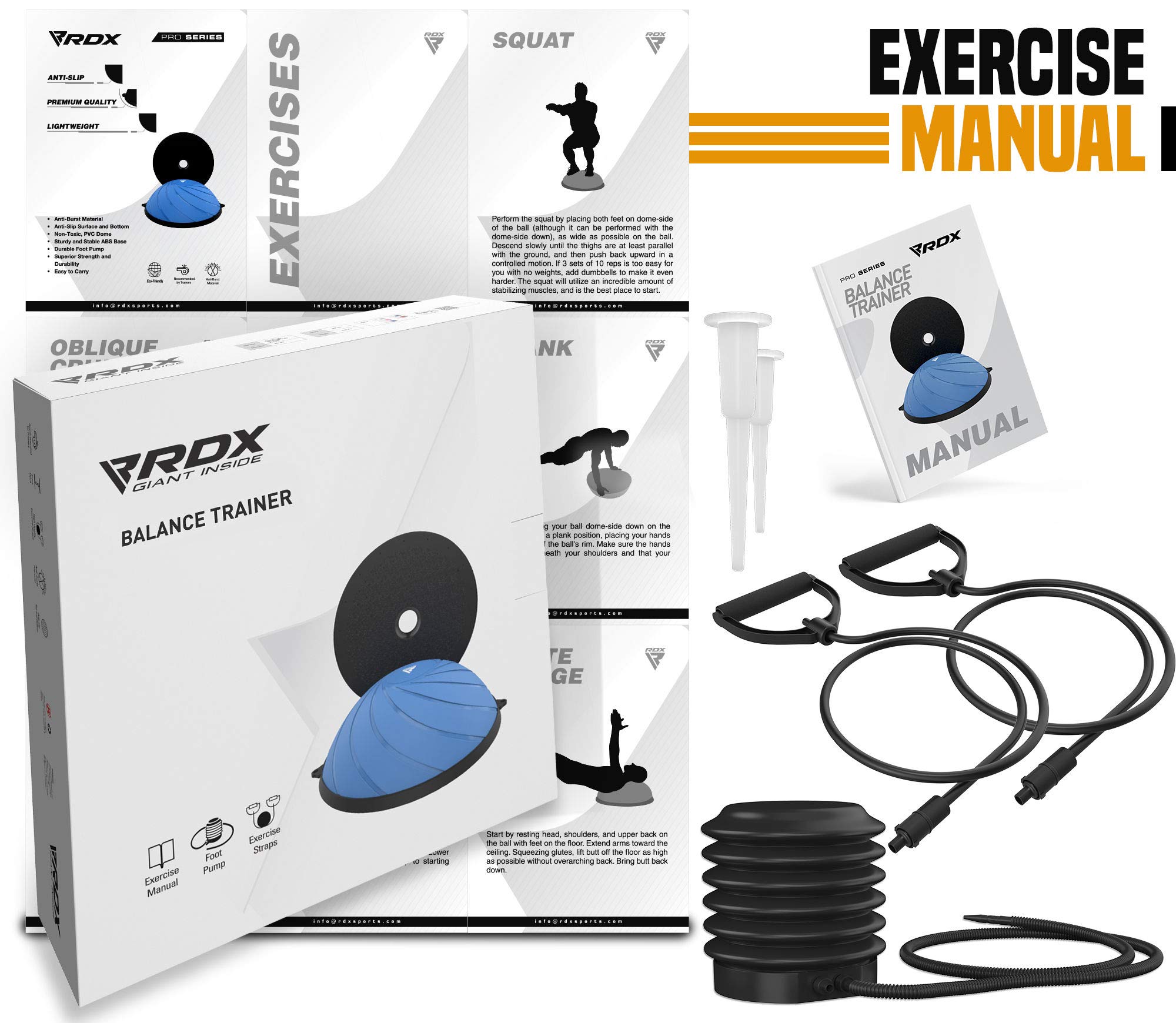 rdx-balance-trainer-ball-58-cm-pvc-air-dome-mit-widerstandsb-ndern-und-pumpe image 6