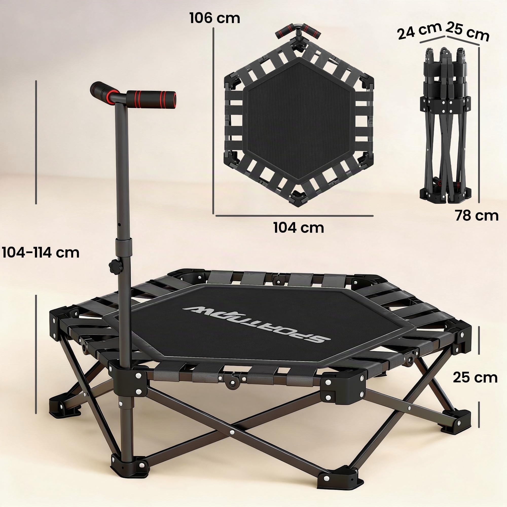 sportnow-fitness-trampolin-klappbar-104-cm-mit-griff image 8