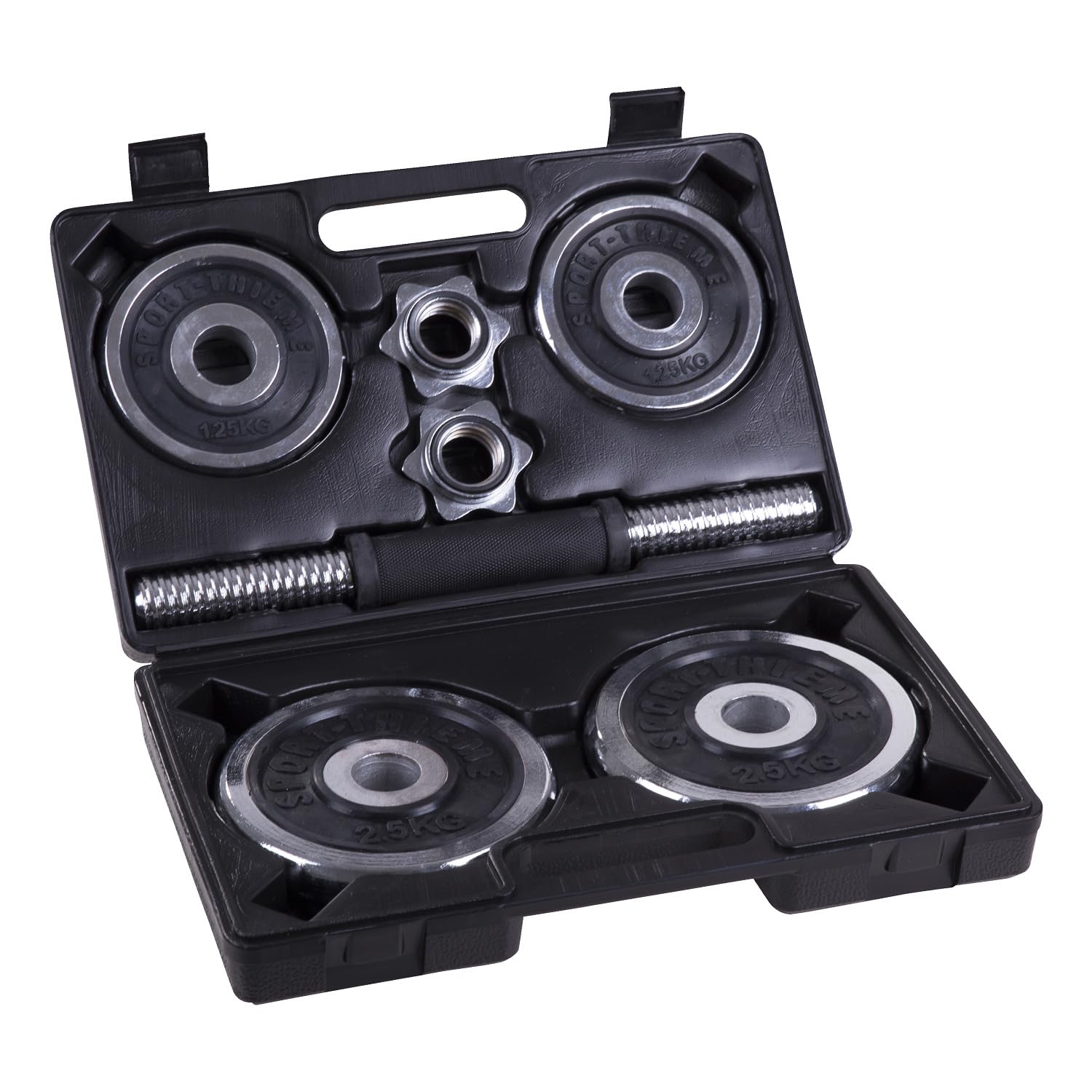 sport-thieme-kurzhantel-set-10-kg-mit-koffer-chromstange-und-scheiben image 3