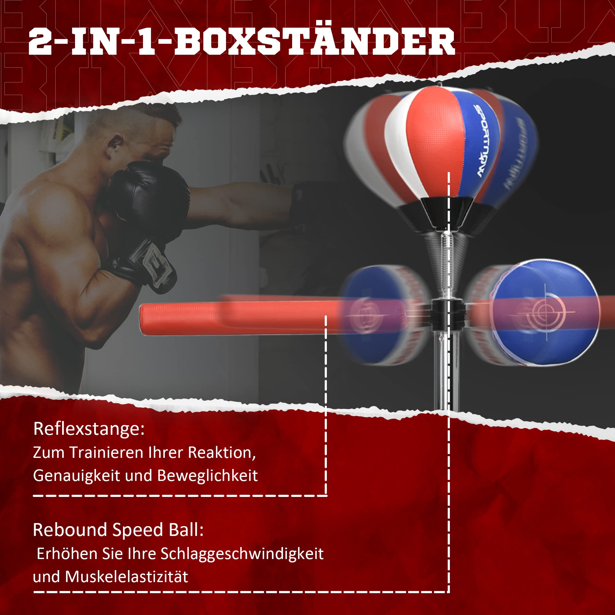 sportnow-standboxsack-mit-reflexstange-163-205-cm image 3