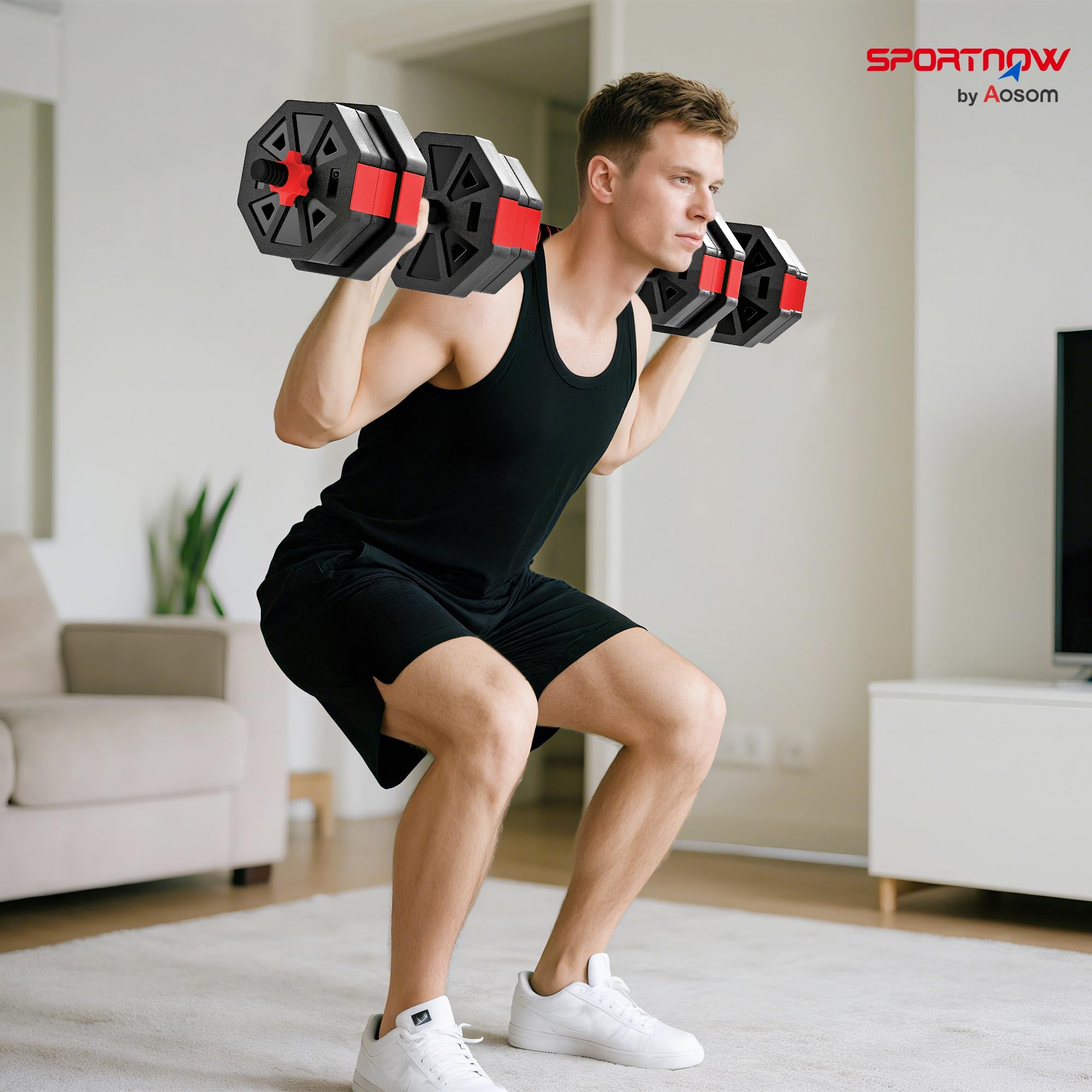 sportnow-6-in-1-hantelset-verstellbar-mit-verbindungsrohr image 2