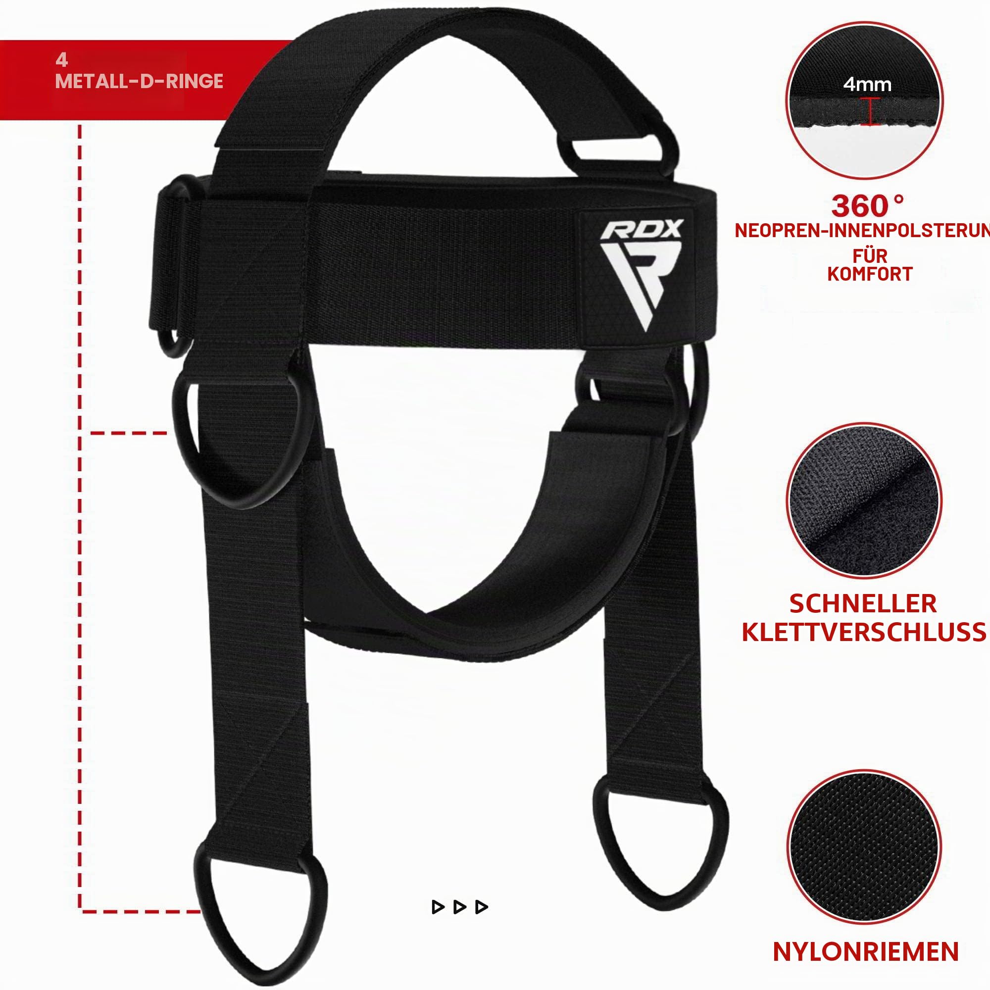 rdx-kopfgeschirr-nackentrainer-neopren-einheitsgr-e-schwarz-mit-kette-und-d-ring image 3