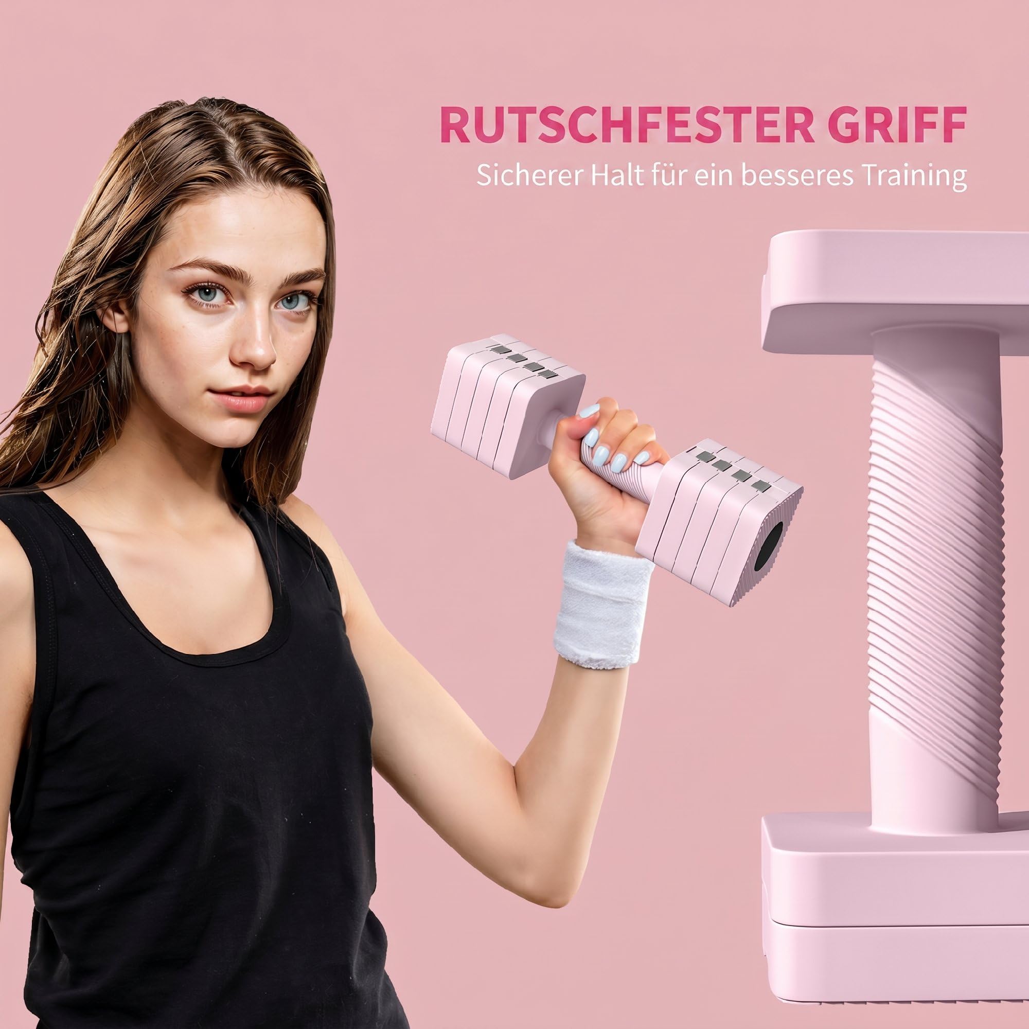 sportnow-hantel-verstellbar-2x5-kg-rosa-rutschfester-griff image 6