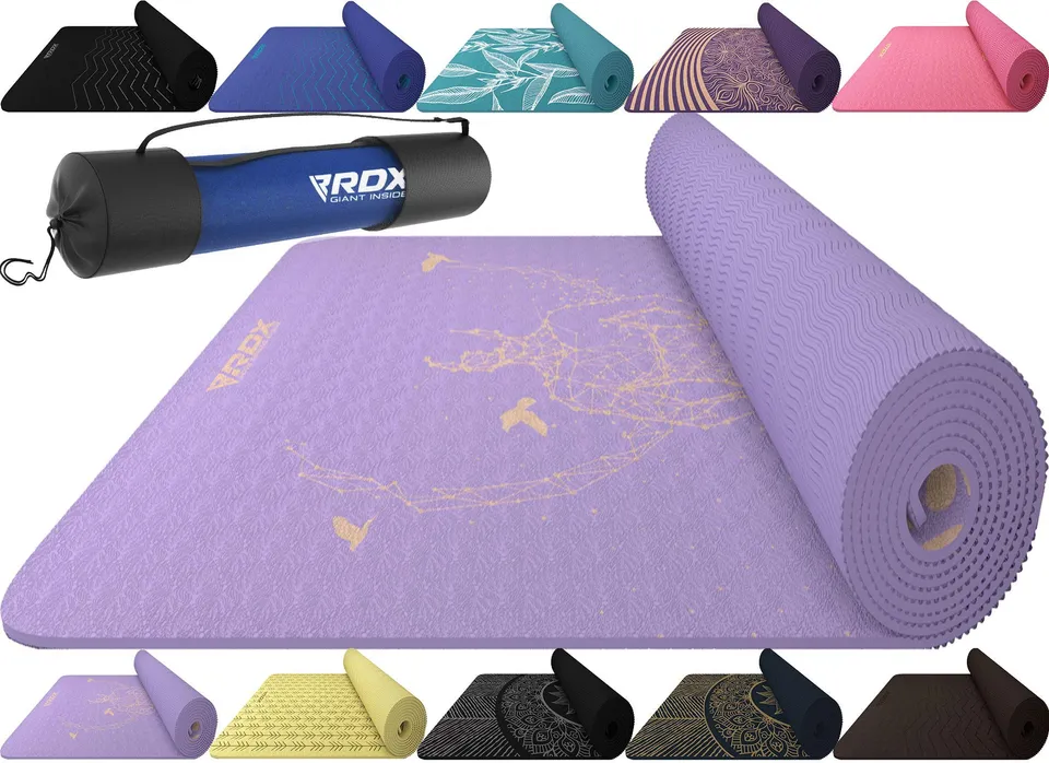 rdx-yogamatte-tpe-6-mm-183x61-cm-rutschfest-latexfrei-mit-tragegurt image 1