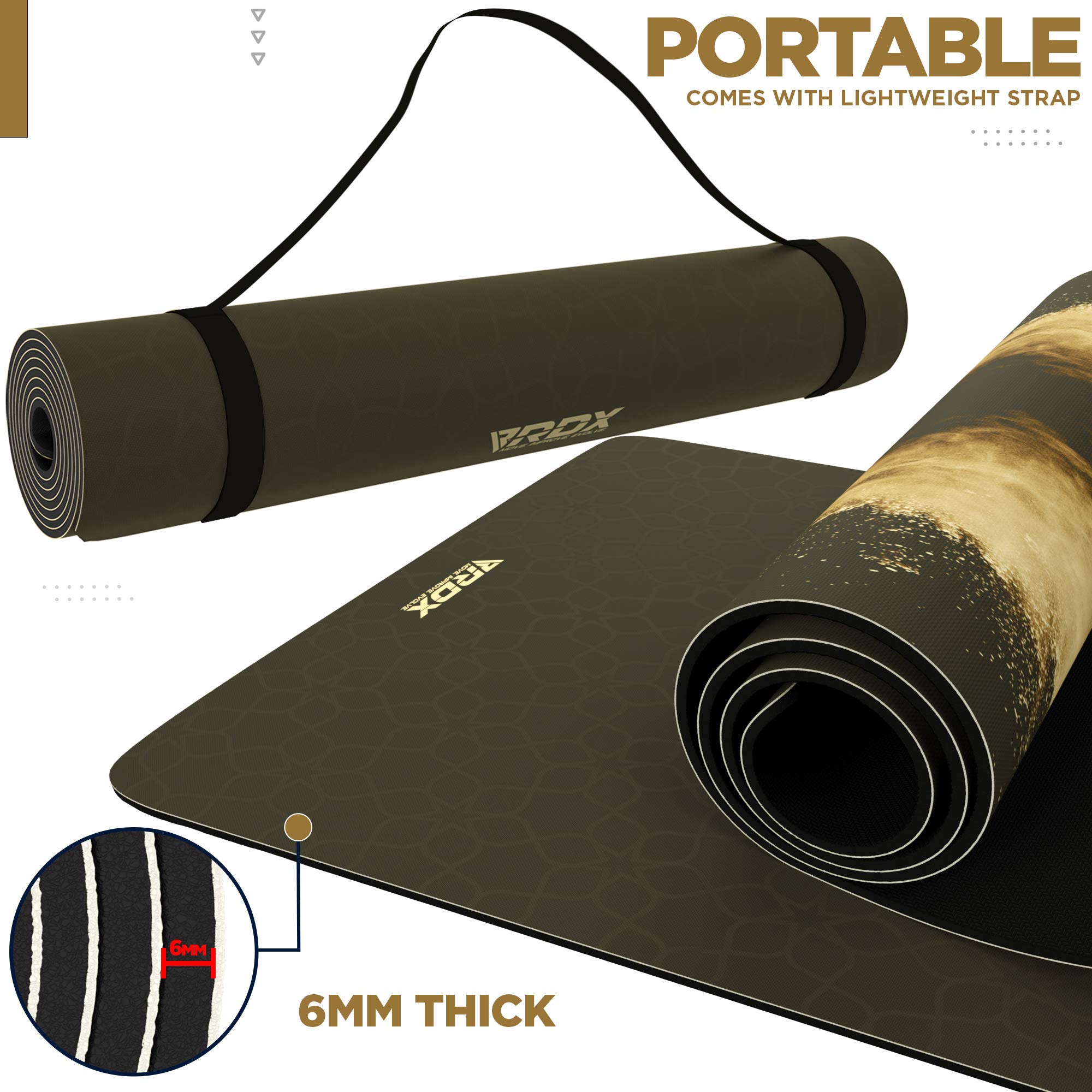 rdx-yogamatte-pu-6mm-rutschfest-183x61cm-naturkautschuk-mit-tragetasche-und-bung-2 image 6