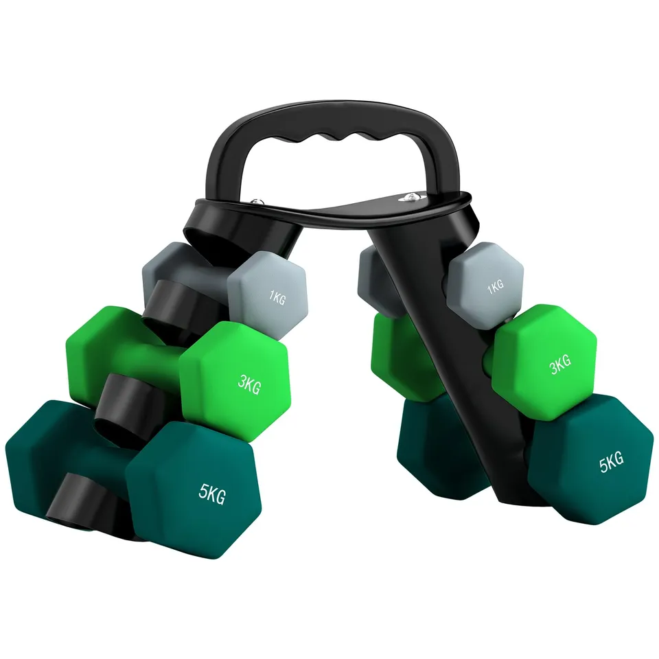 sportnow-hantel-set-6-hex-kurzhanteln-1-3-5-kg-mit-st-nder image 1