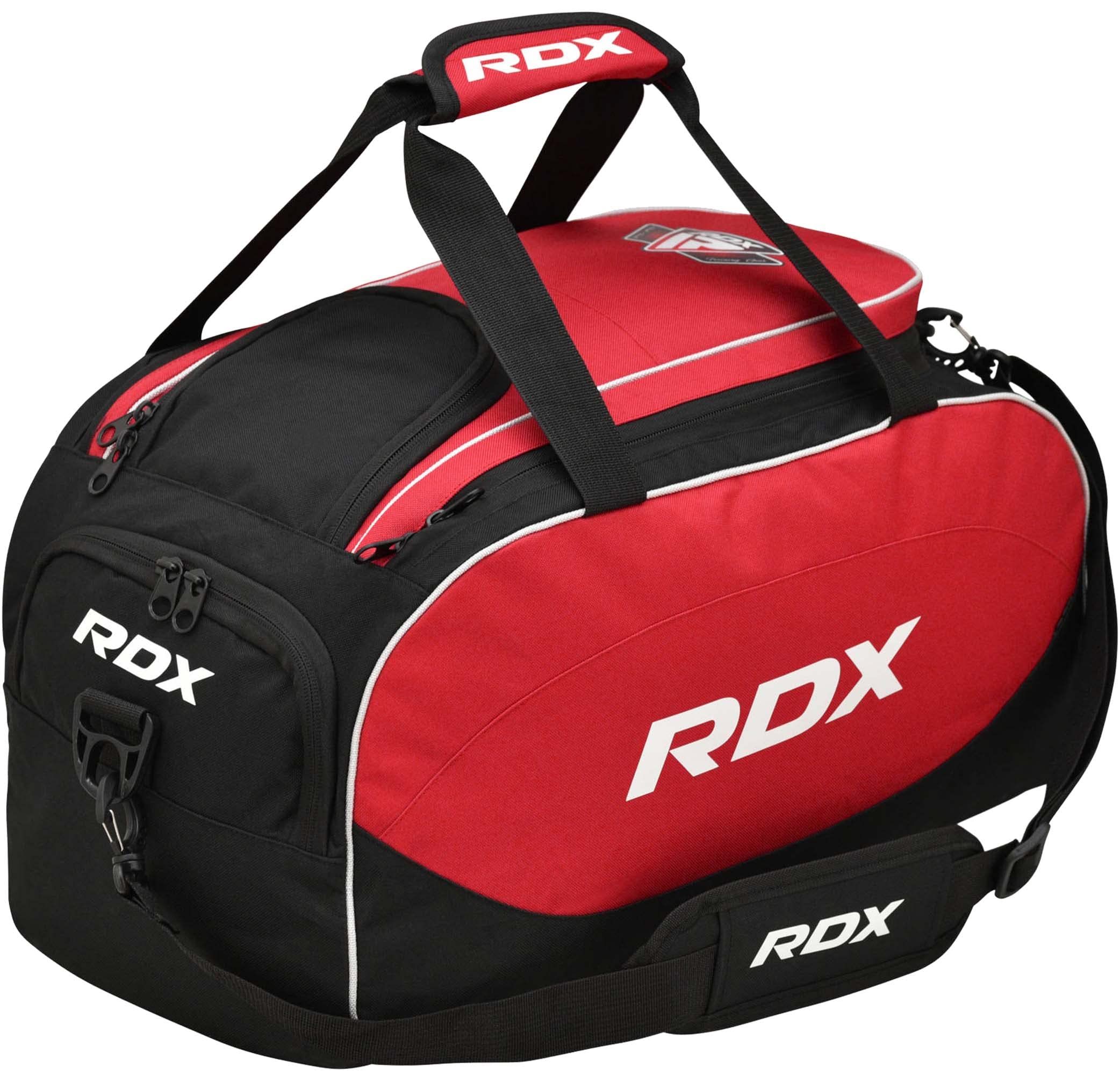 rdx-sporttasche-schwarz-rot-2-in-1-gym-bag-mit-rucksackfunktion-schuhfach-und-4- image 1
