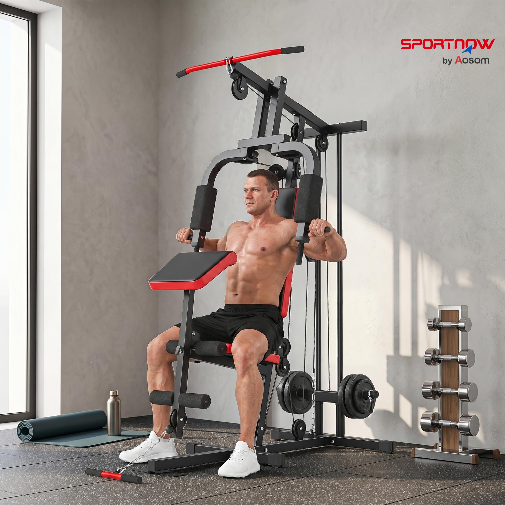 sportnow-kraftstation-mit-latzug-butterflystange-homegym-bis-120-kg image 2