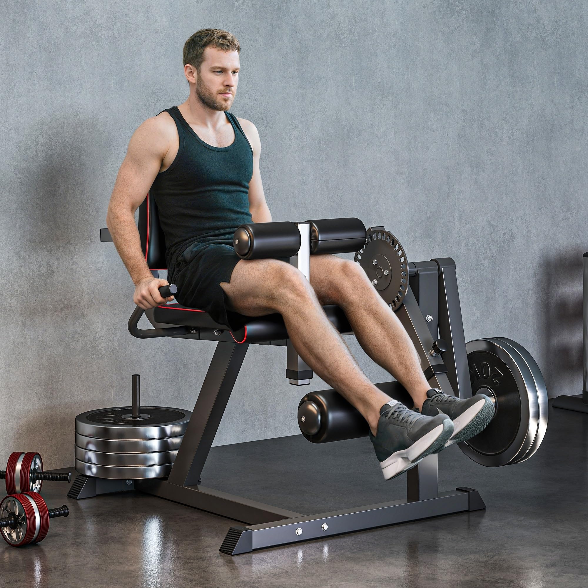 sportnow-beinstrecker-beinbeuger-plattenbeladung-home-gym image 2