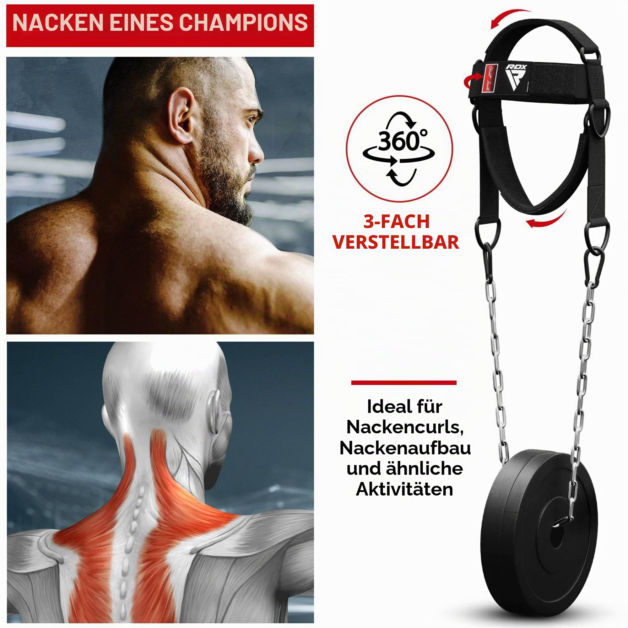 rdx-kopfgeschirr-nackentrainer-neopren-einheitsgr-e-schwarz-mit-kette-und-d-ring image 2