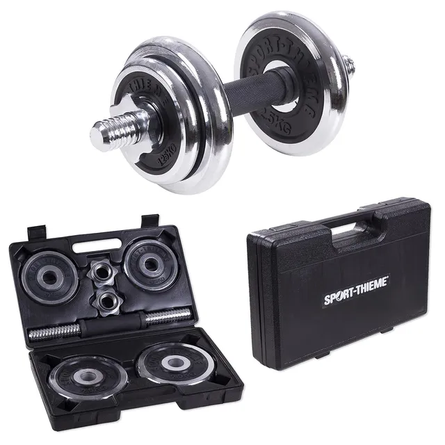 sport-thieme-kurzhantel-set-10-kg-mit-koffer-chromstange-und-scheiben image 1