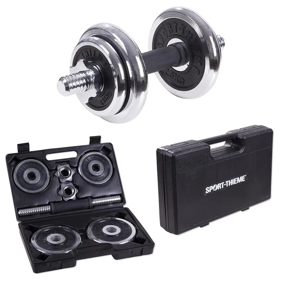 sport-thieme-kurzhantel-set-10-kg-mit-koffer-chromstange-und-scheiben image 1