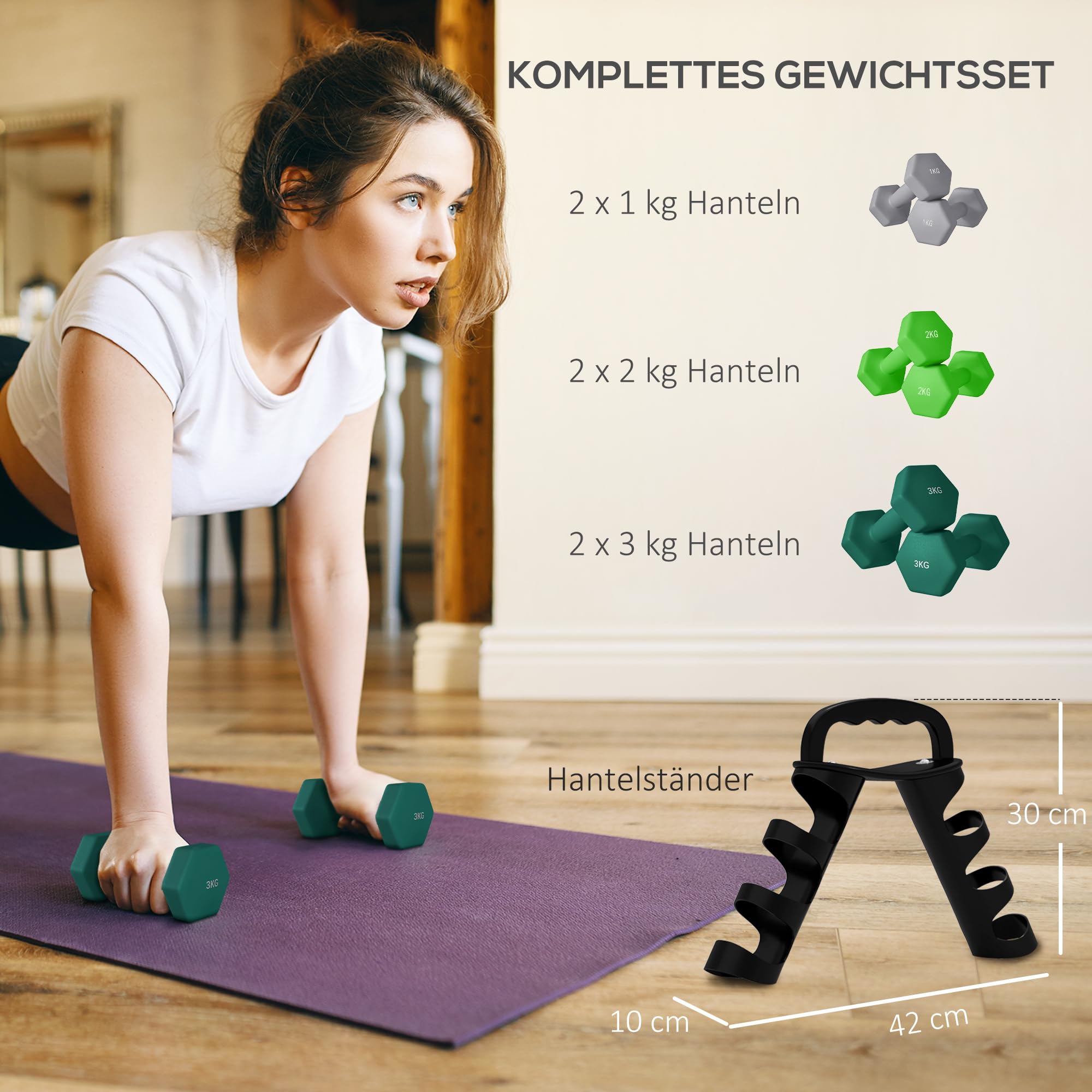 sportnow-hantel-set-6-hex-kurzhanteln-12-18-24-kg-mit-st-nder image 3