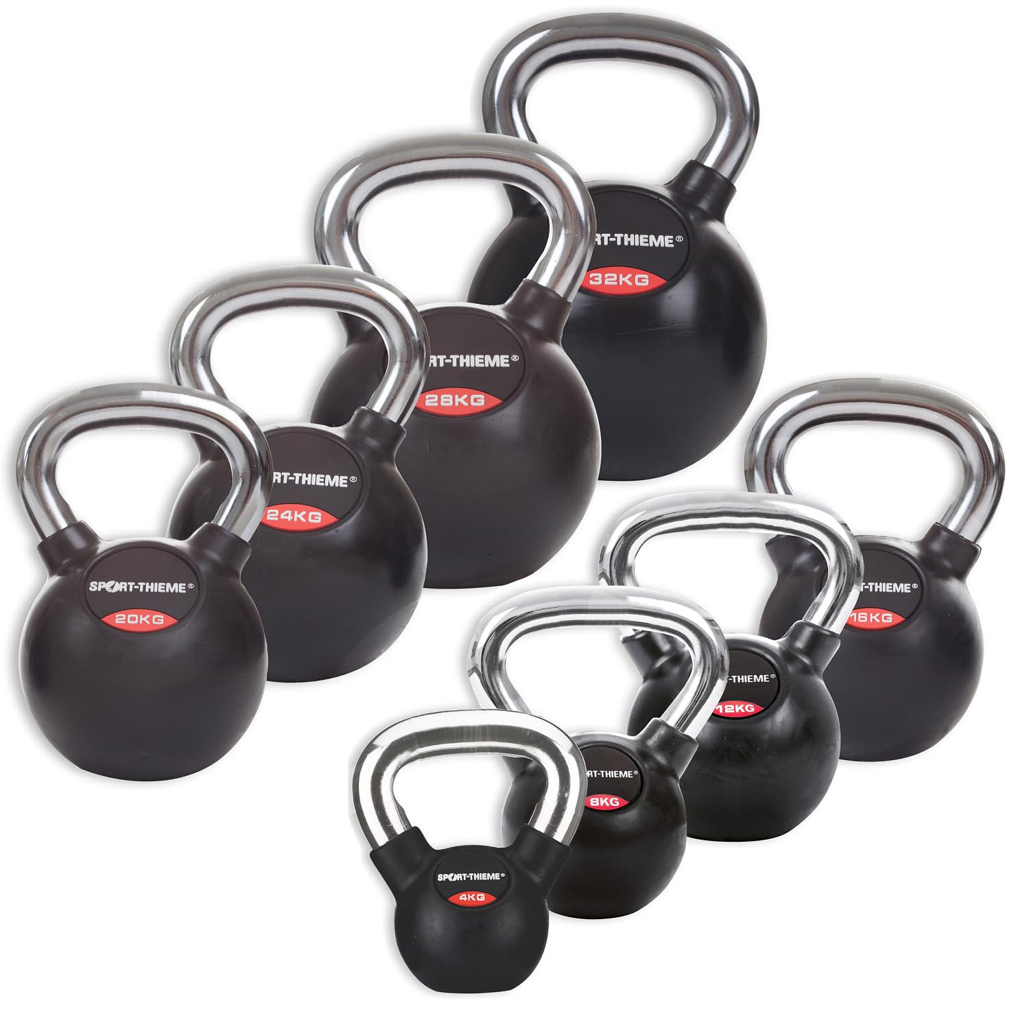 sport-thieme-kettlebell-gummiert-mit-chrom-griff-profi-kugelhantel image 1