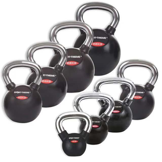 sport-thieme-kettlebell-gummiert-mit-chrom-griff-profi-kugelhantel image 1