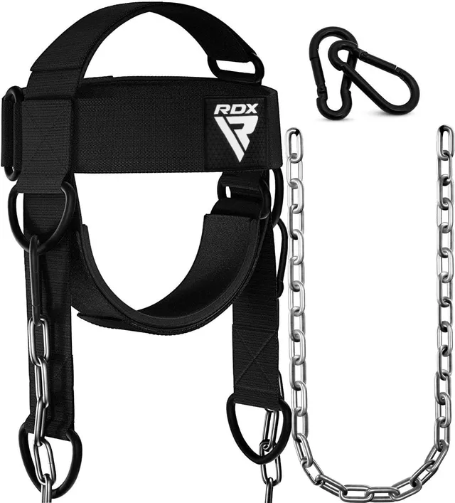 rdx-kopfgeschirr-nackentrainer-neopren-einheitsgr-e-schwarz-mit-kette-und-d-ring image 1