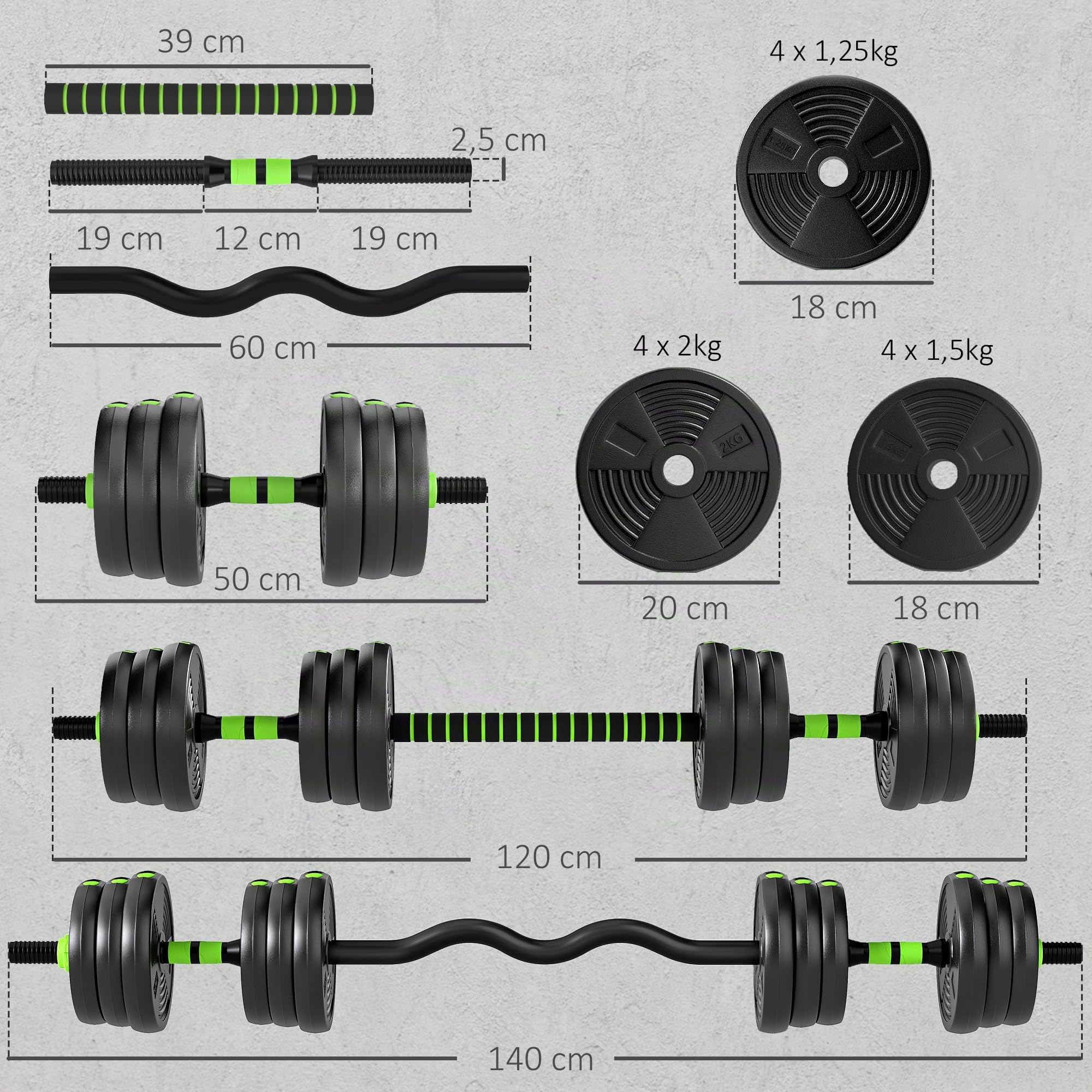 sportnow-3-in-1-hantelset-verstellbar-15-30-kg-kurzhantel-langhantel image 7