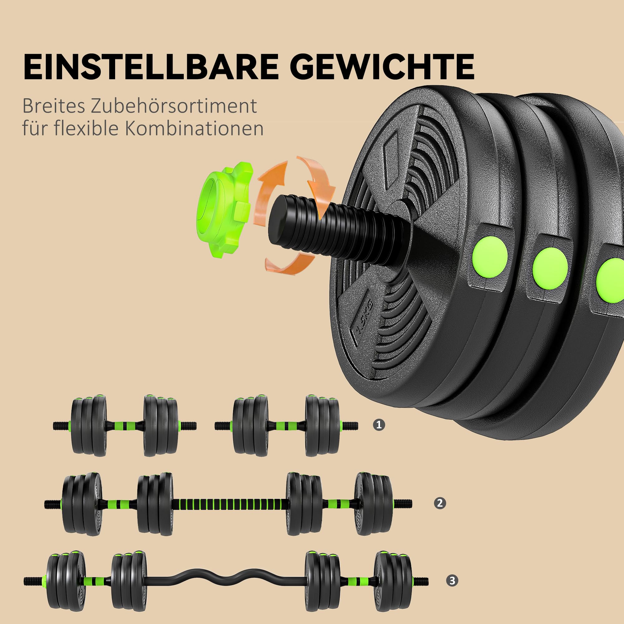 sportnow-3-in-1-hantelset-verstellbar-15-30-kg-kurzhantel-langhantel image 4