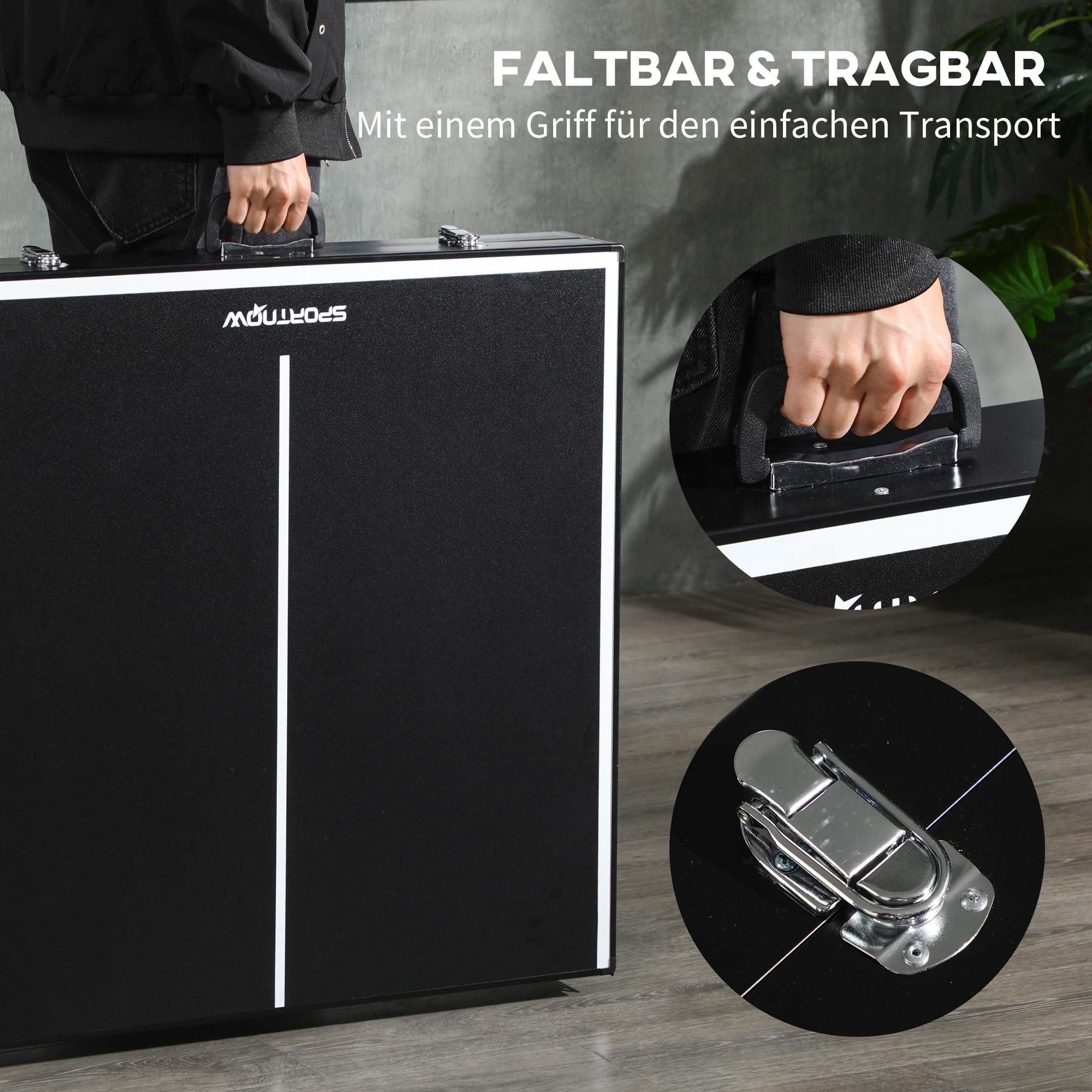 sportnow-mini-tischtennisplatte-klappbar-152-cm-mit-netz-schwarz image 3
