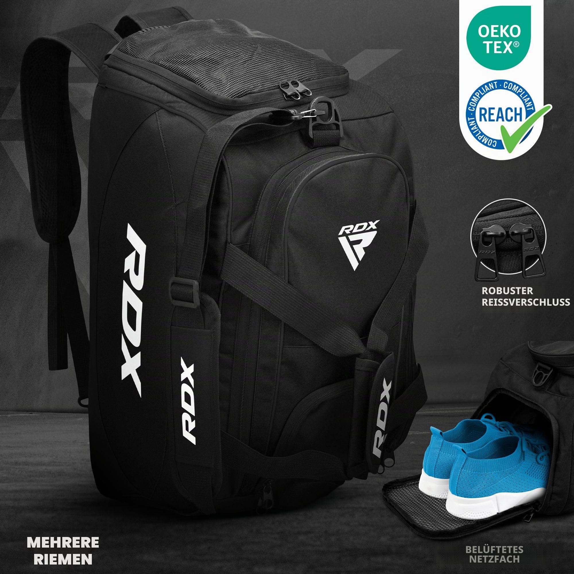 rdx-kit-bag-sporttasche-50l-mit-schuhfach-1200d-cordura-duffle-bag-rucksack image 2