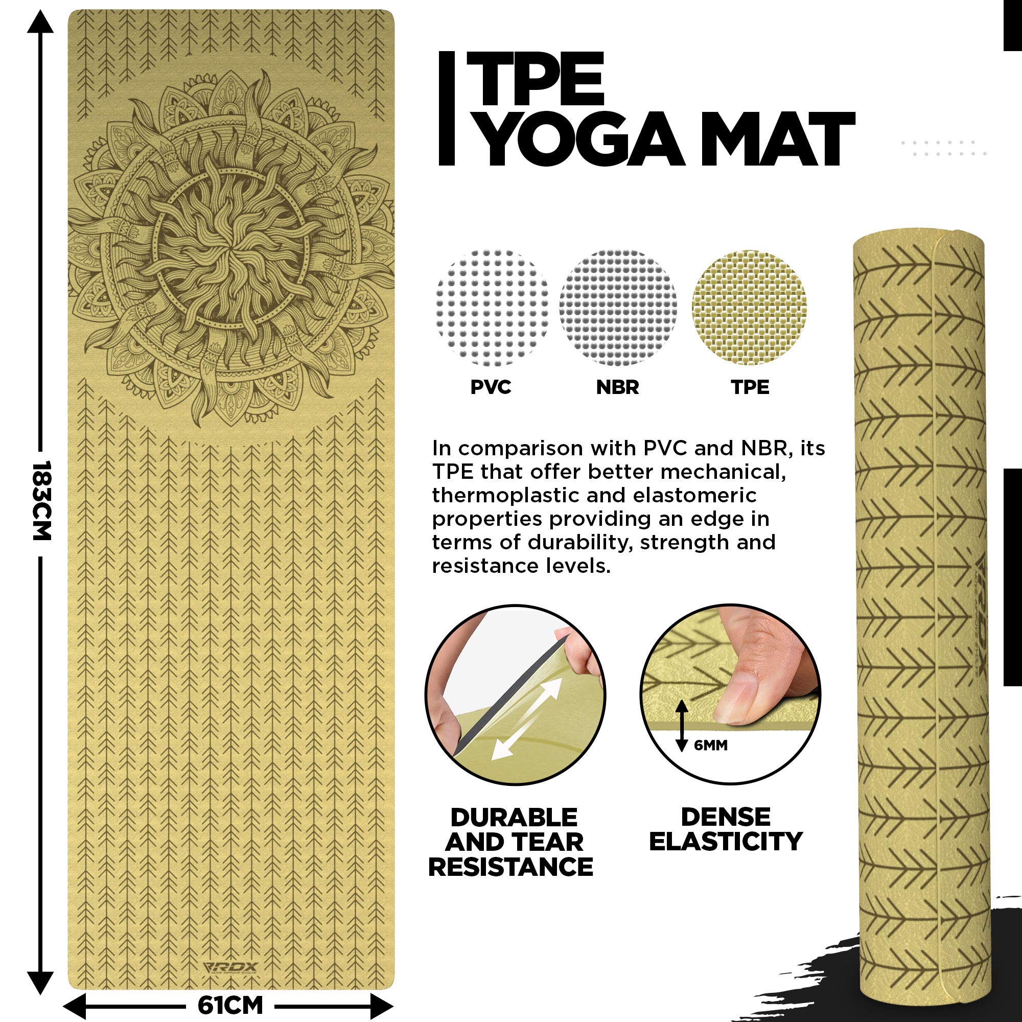 rdx-yogamatte-tpe-6-mm-183x61-cm-rutschfest-latexfrei-mit-tragegurt-2 image 3