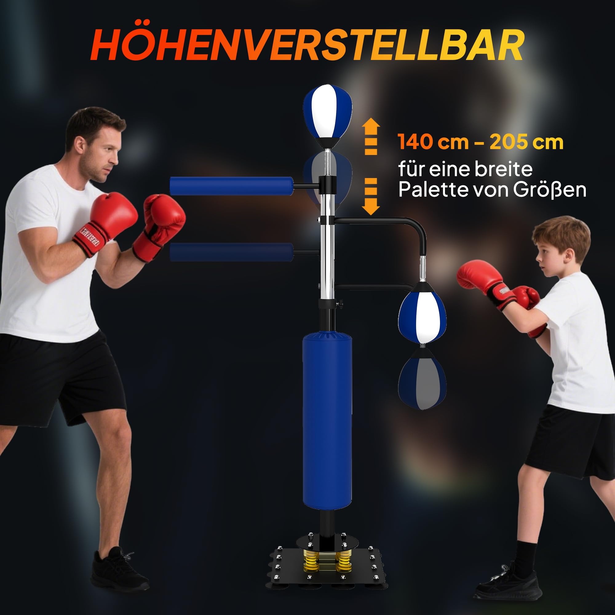 sportnow-standboxsack-h-henverstellbar-140-205-cm-mit-speedballs image 4