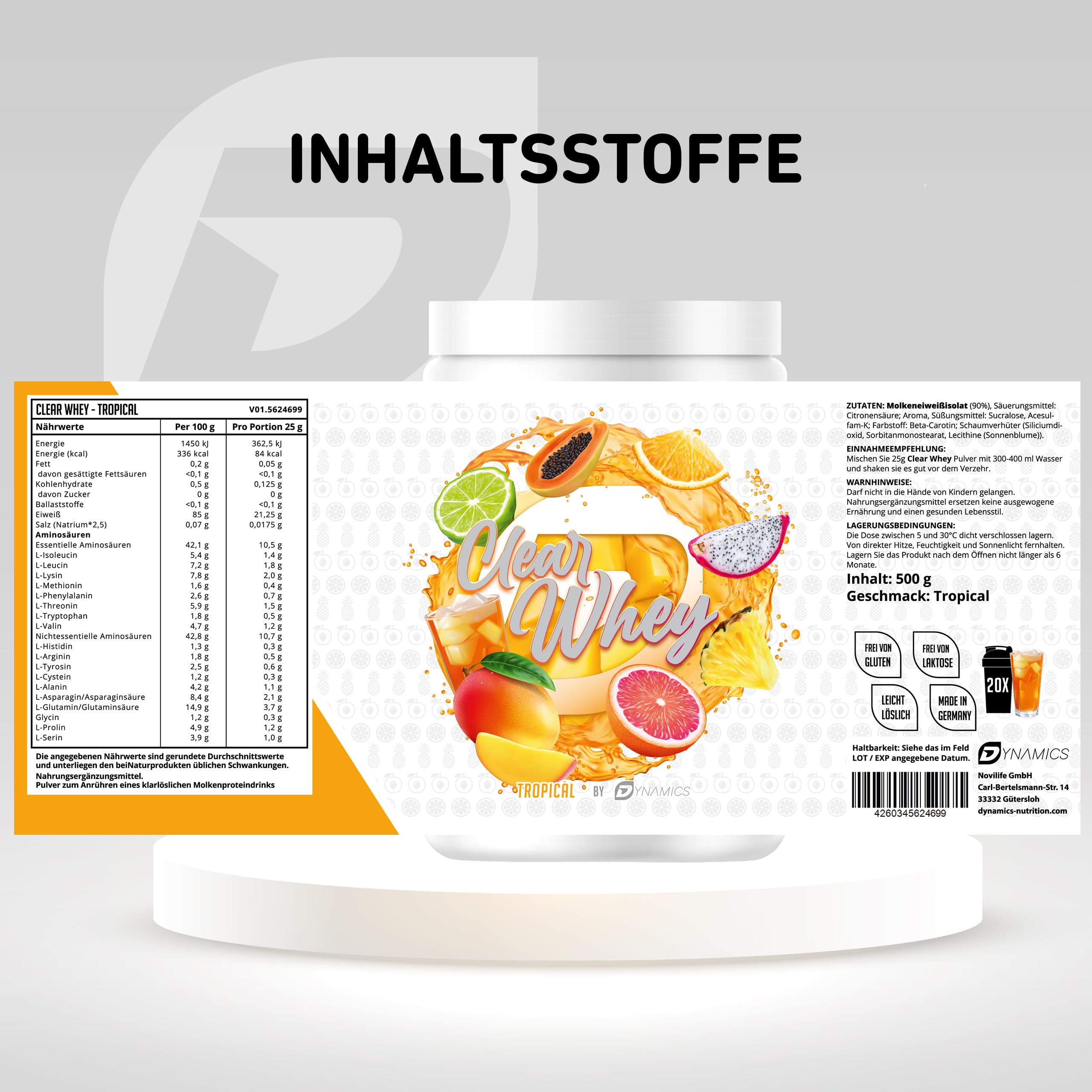 dynamics-clear-whey-isolate-proteinpulver-500g-tropical image 4