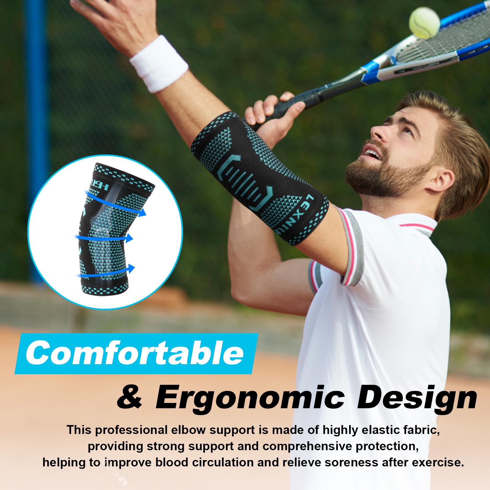 lexniush-ellenbogenbandage-xl-tennisarm-schwarz-blau image 5