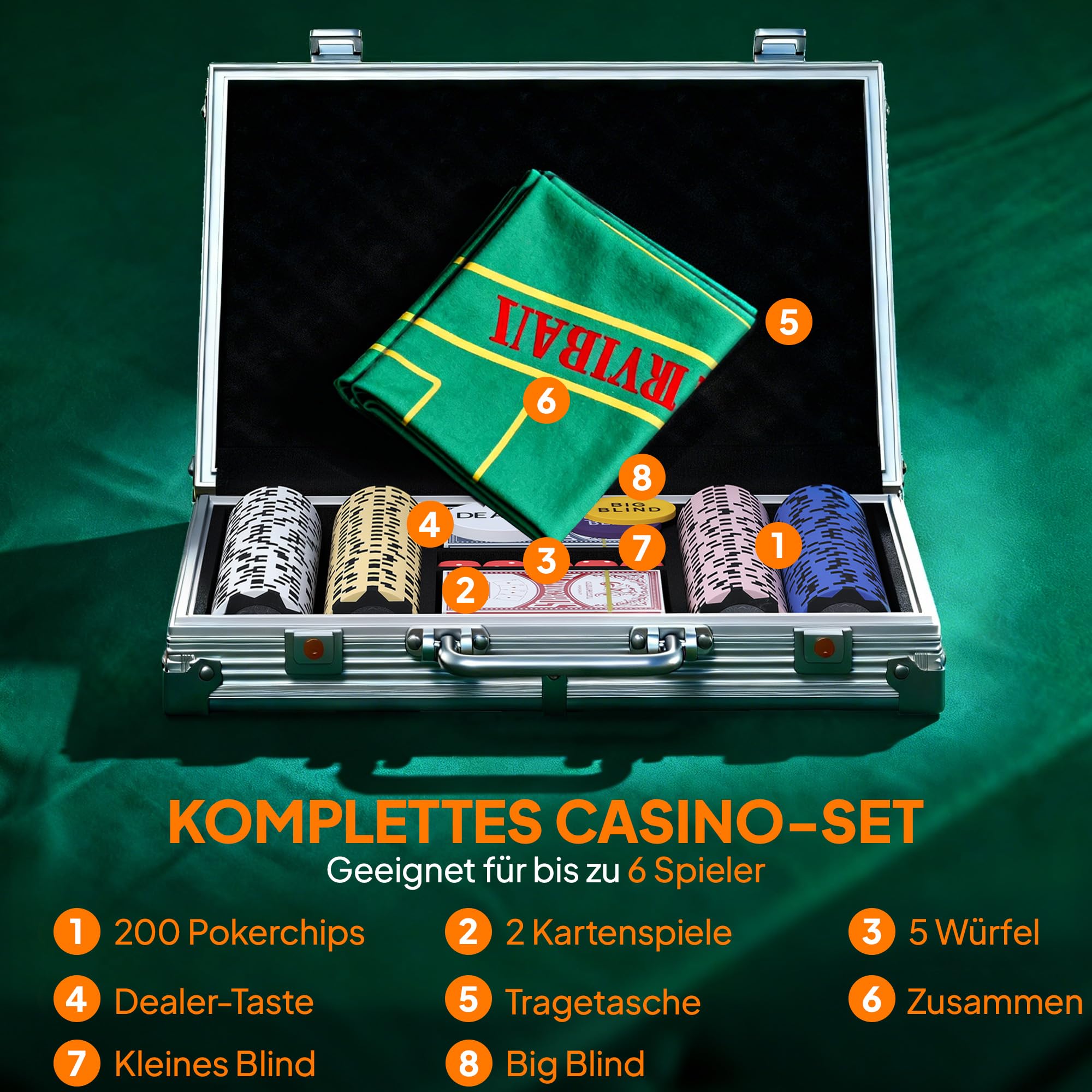 sportnow-pokerkoffer-pokerset-mit-koffer-200-clay-chips-set image 3