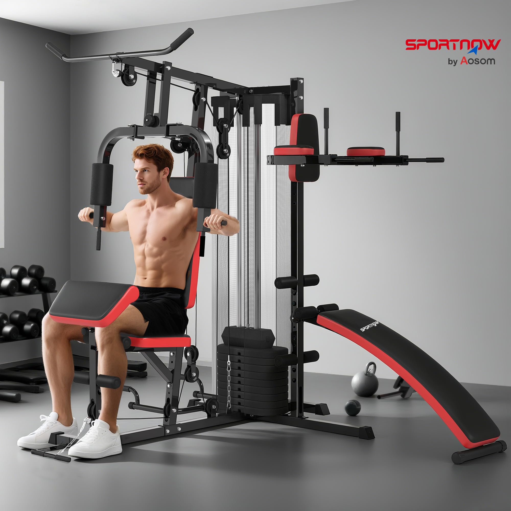 sportnow-kraftstation-65kg-multifunktions-home-gym-mit-butterfly-und-latzug image 2