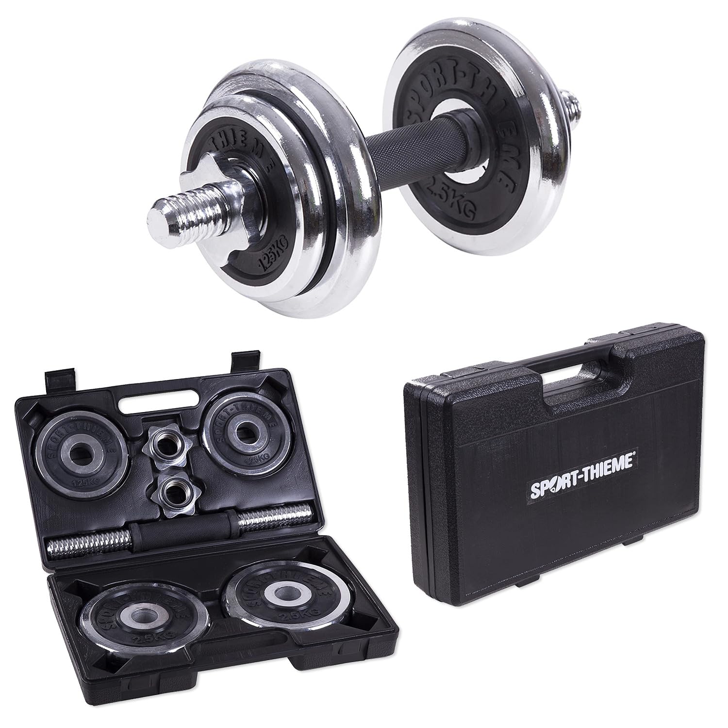sport-thieme-kurzhantel-set-10-kg-mit-koffer-chromstange-und-scheiben image 1
