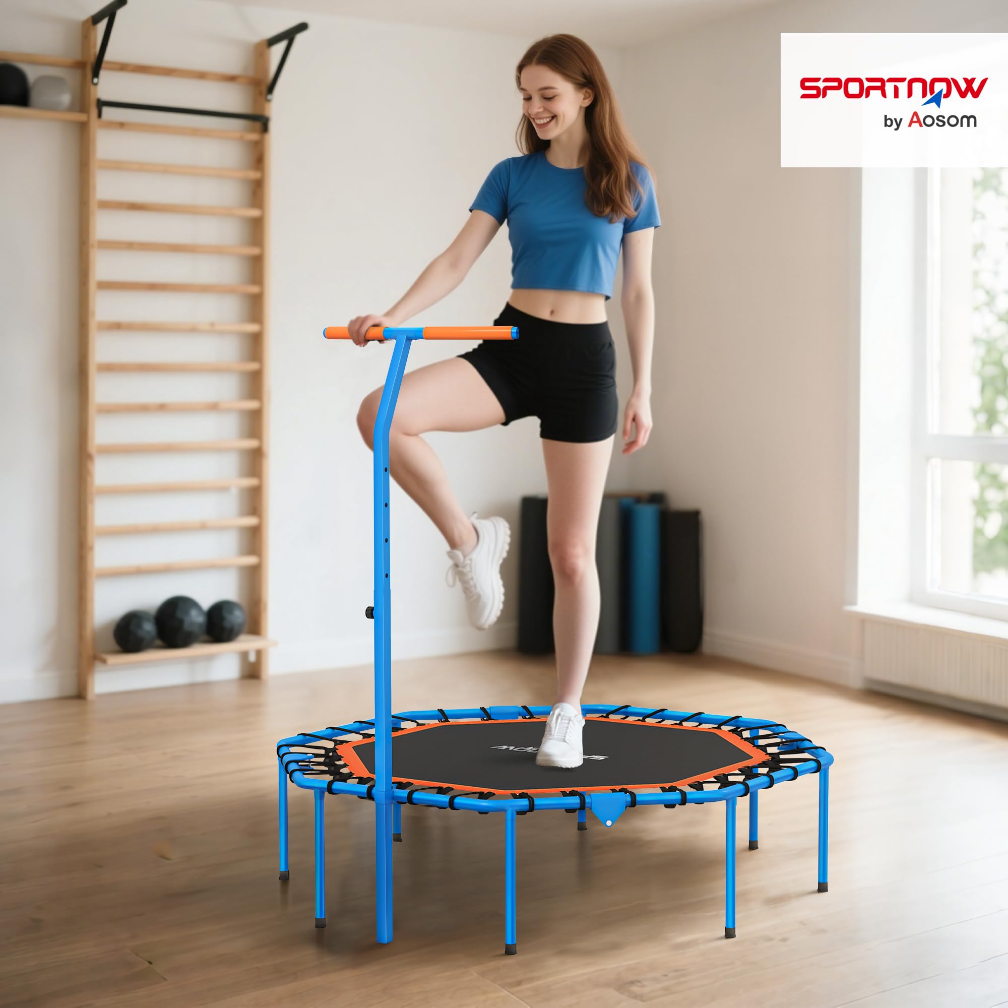 sportnow-fitness-trampolin-klappbar-128cm-mini-trampoline-mit-haltegriff image 2