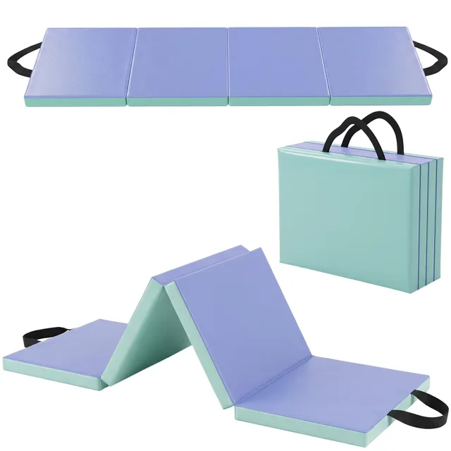 sportnow-faltbare-trainingsmatte-gr-n-lila-180-x-60-x-5-cm-gymnastikmatte-f-r-yo image 1